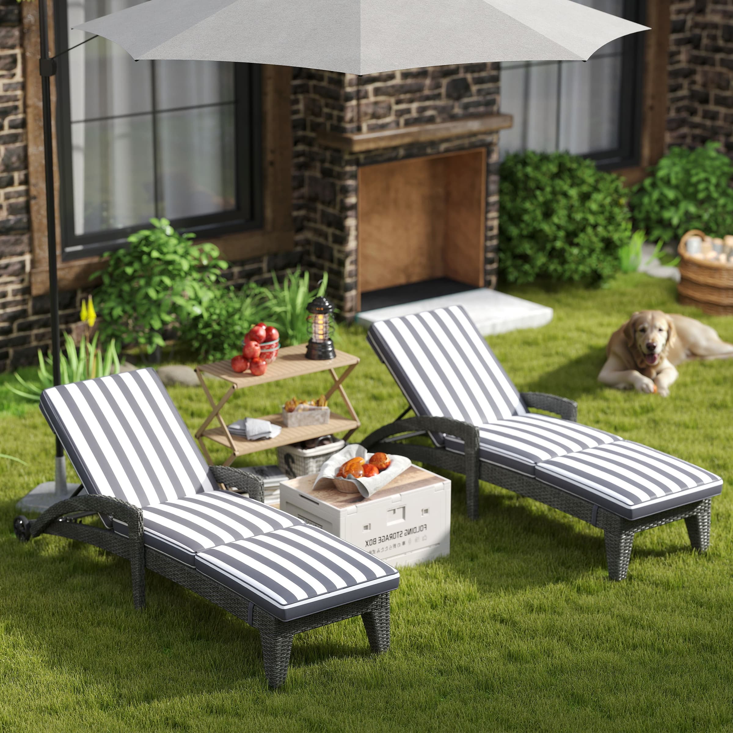 ROCITY Lounge Outdoor Chairs with Wheels Set of 2 - 2401RO