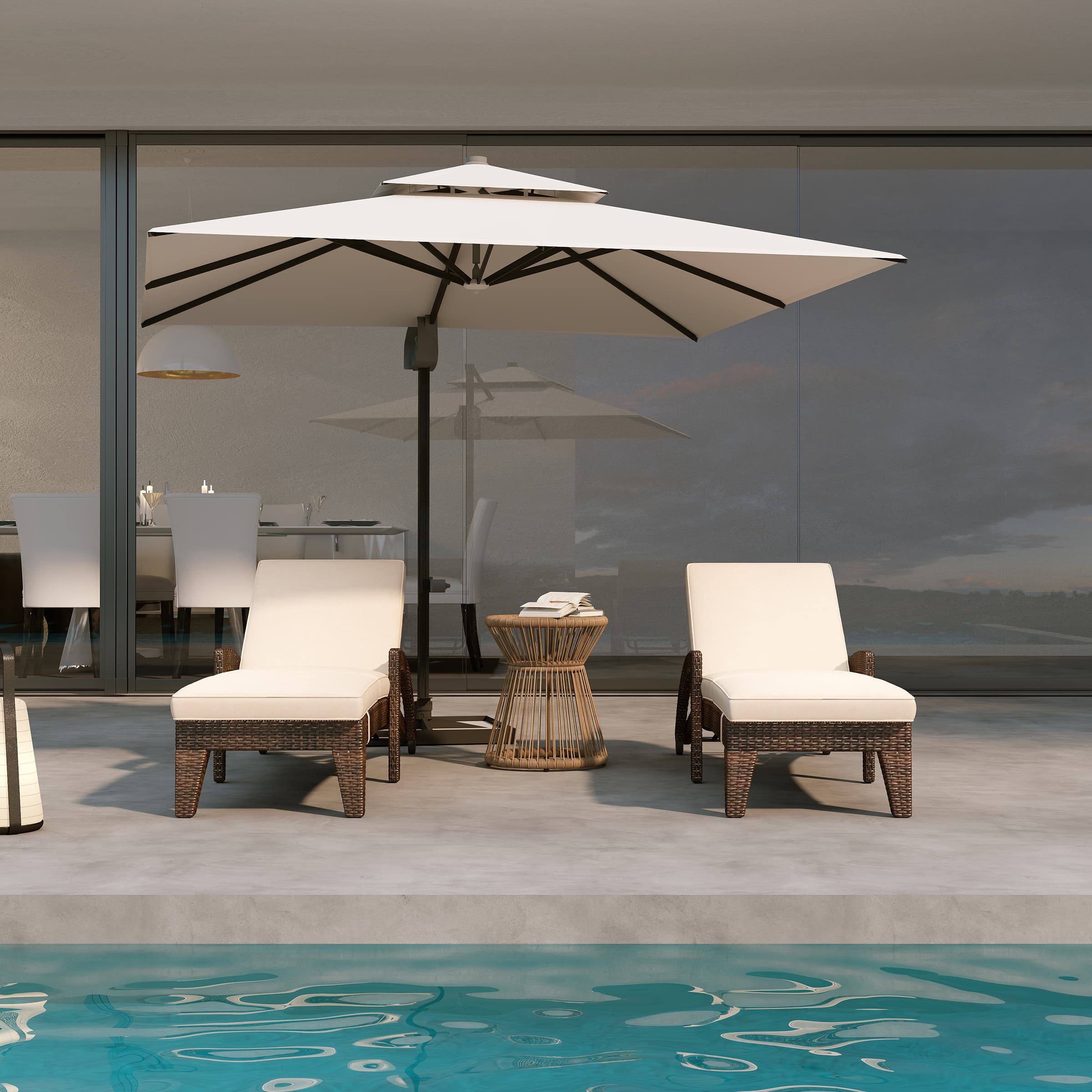 ROCITY Lounge Outdoor Chairs with Wheels Set of 2 - 2401RO