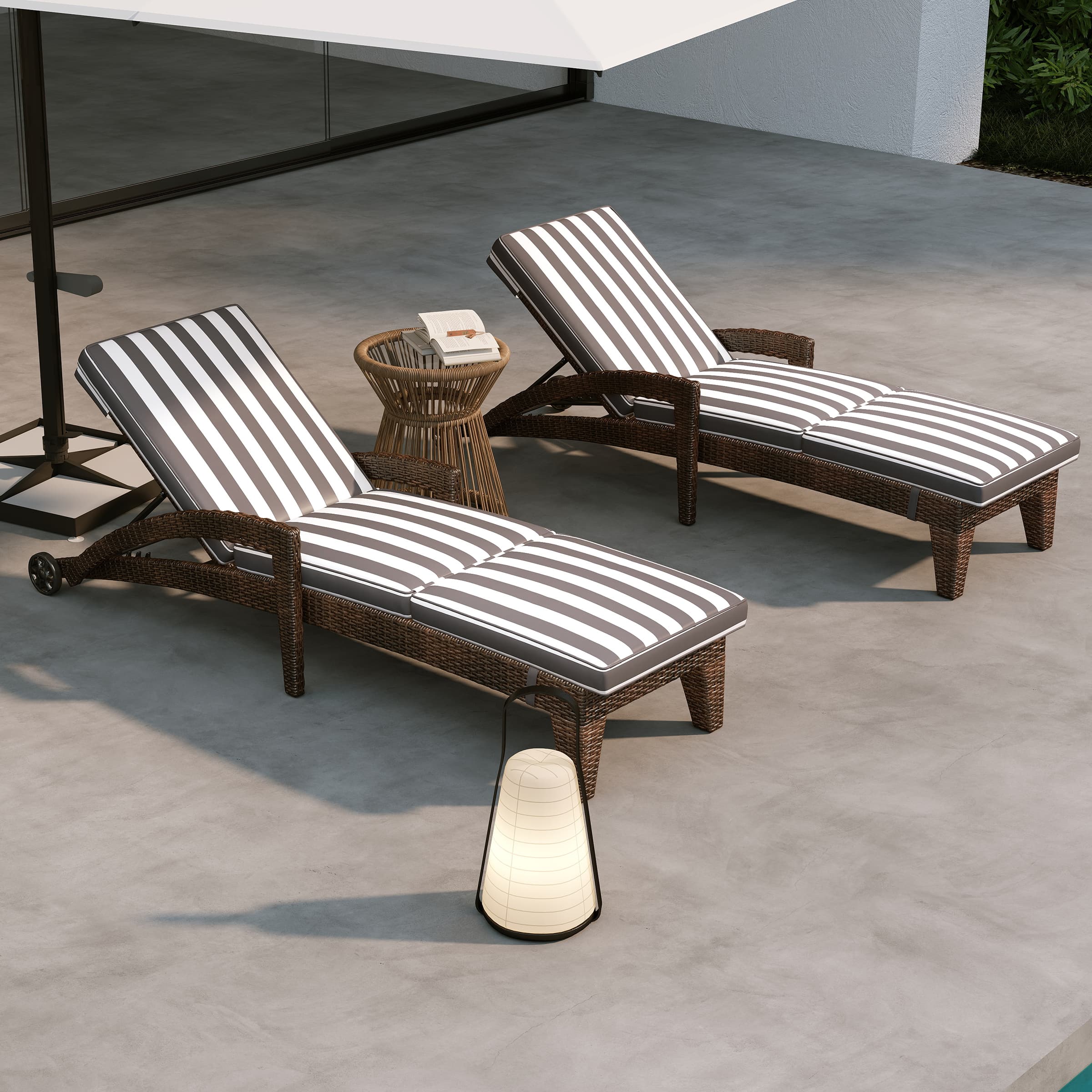 ROCITY Lounge Outdoor Chairs with Wheels Set of 2 - 2401RO