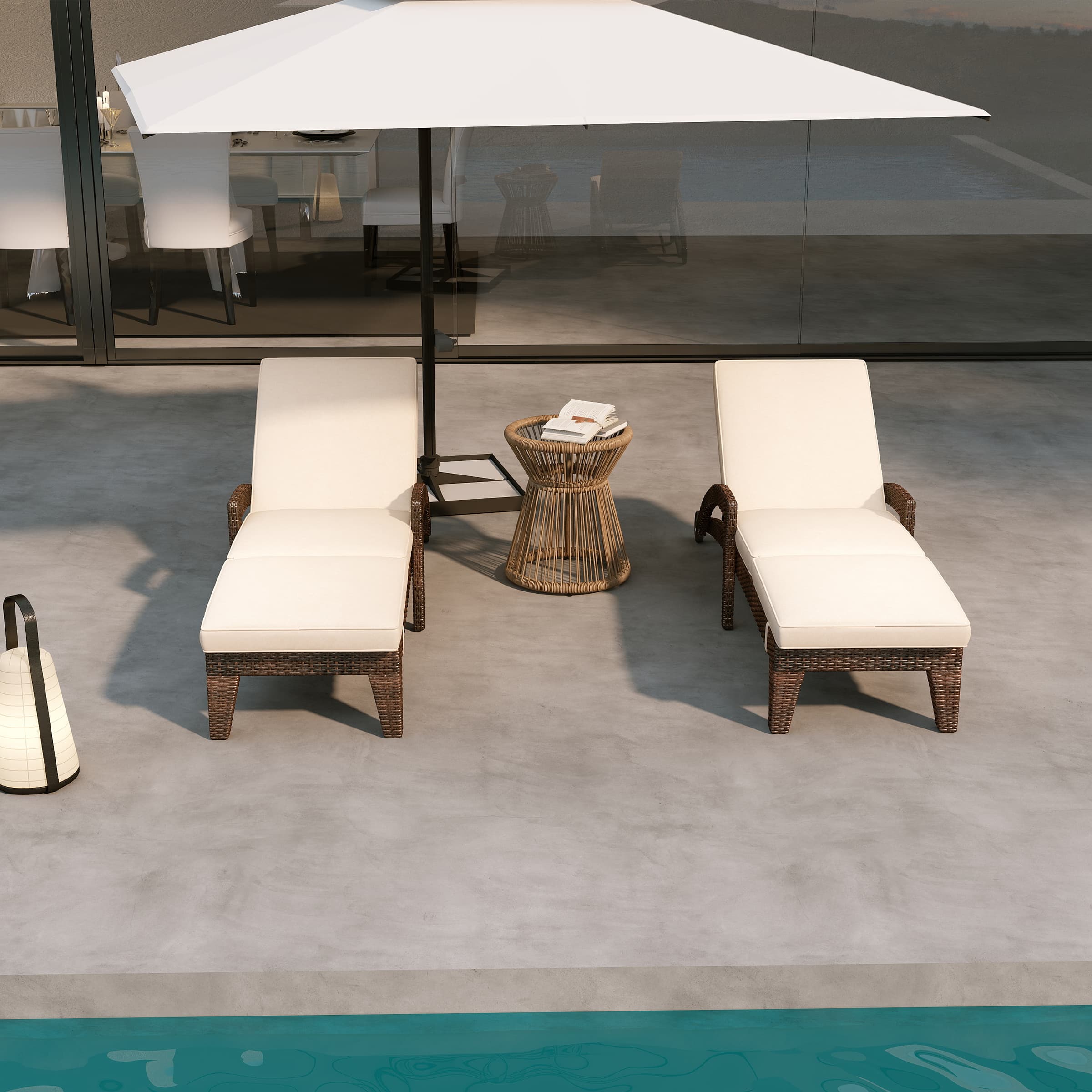 ROCITY Lounge Outdoor Chairs with Wheels Set of 2 - 2401RO