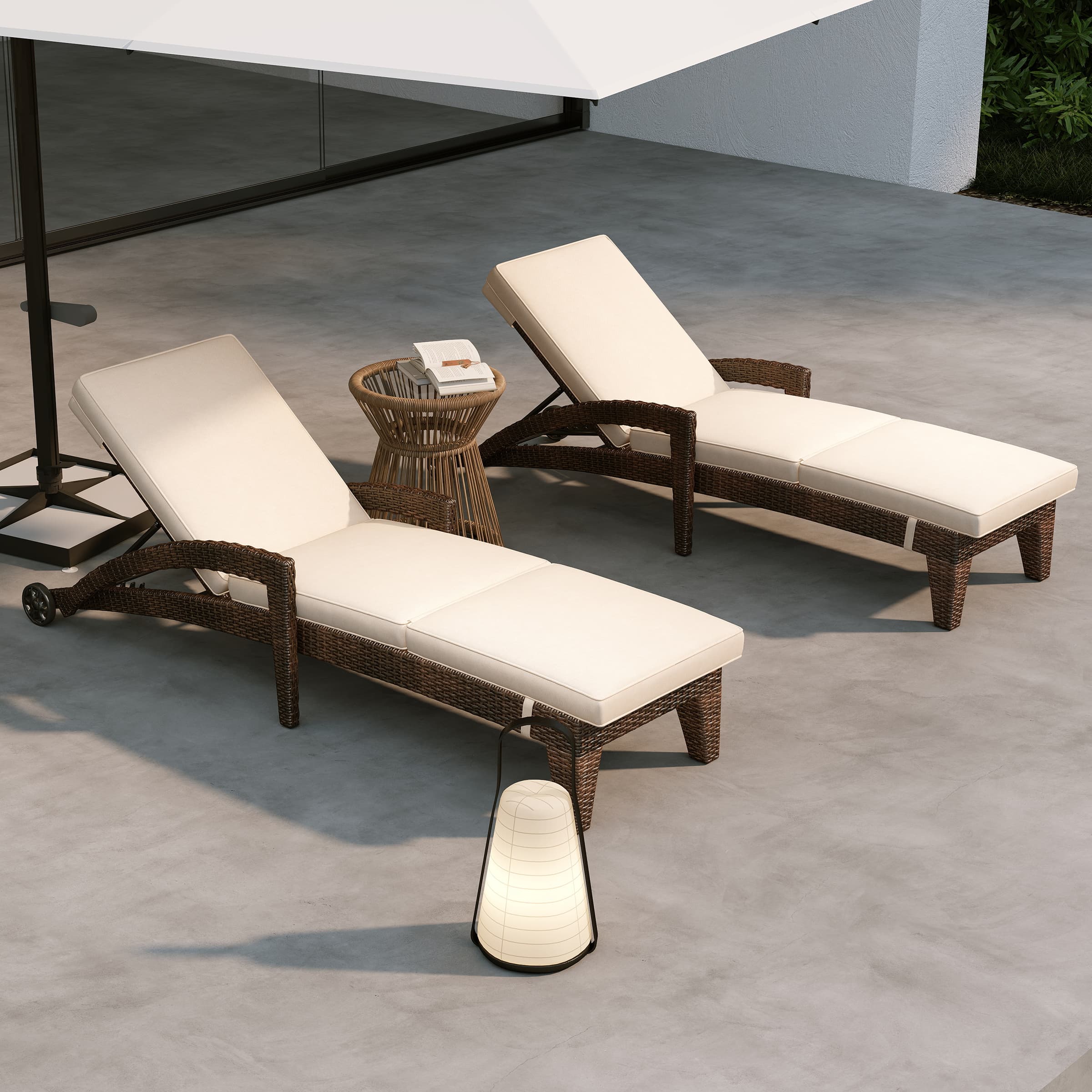 ROCITY Lounge Outdoor Chairs with Wheels Set of 2 - 2401RO