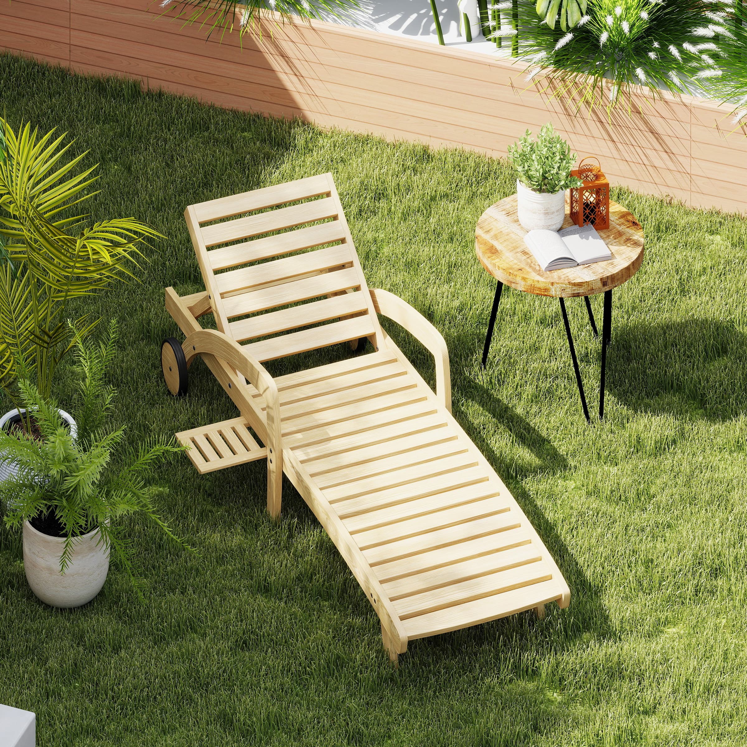 Kmax Adjustable Wood Reclining Lounge Chair - 2602DB