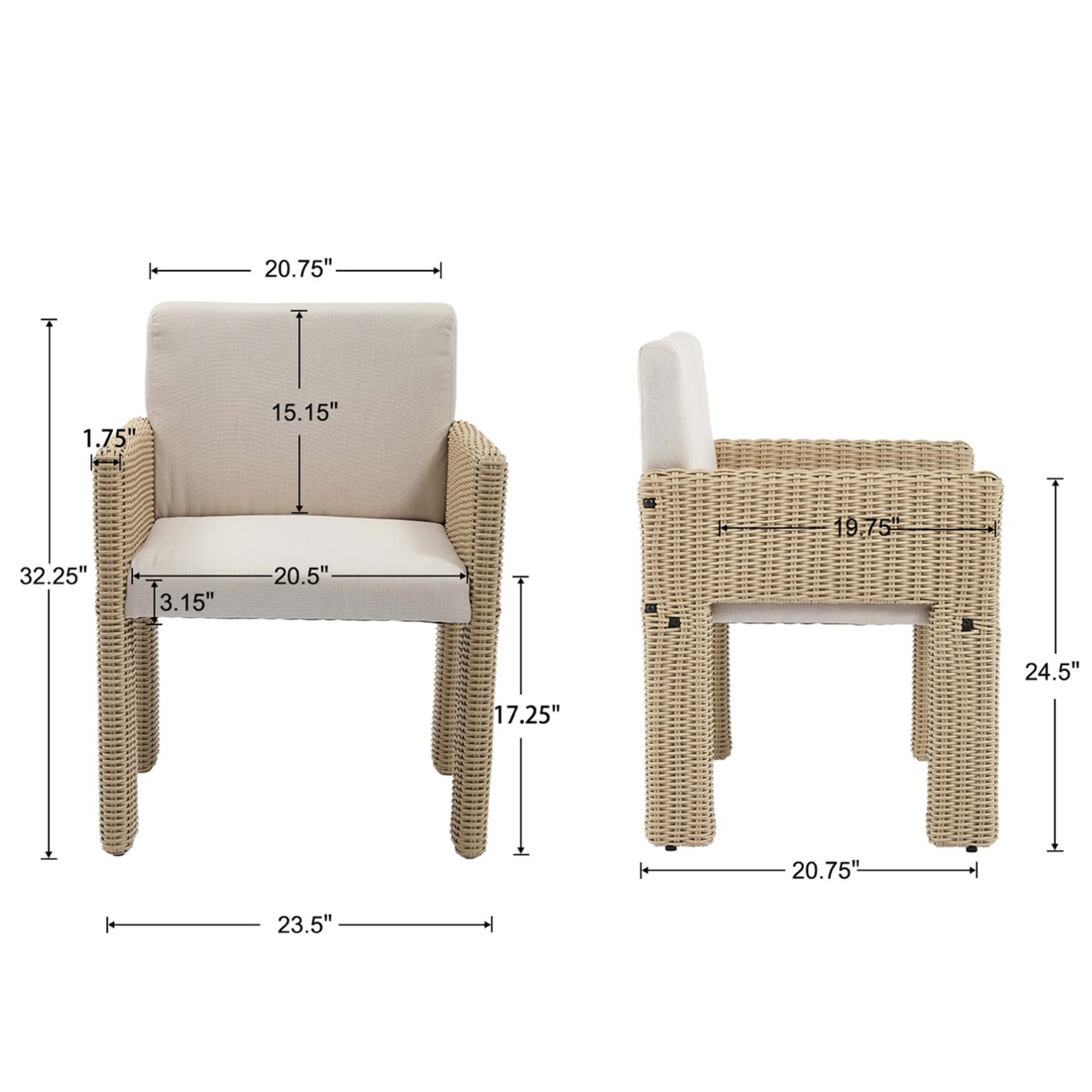 Kmax Outdoor Woven Dining Chairs Set of 2 - X003DC