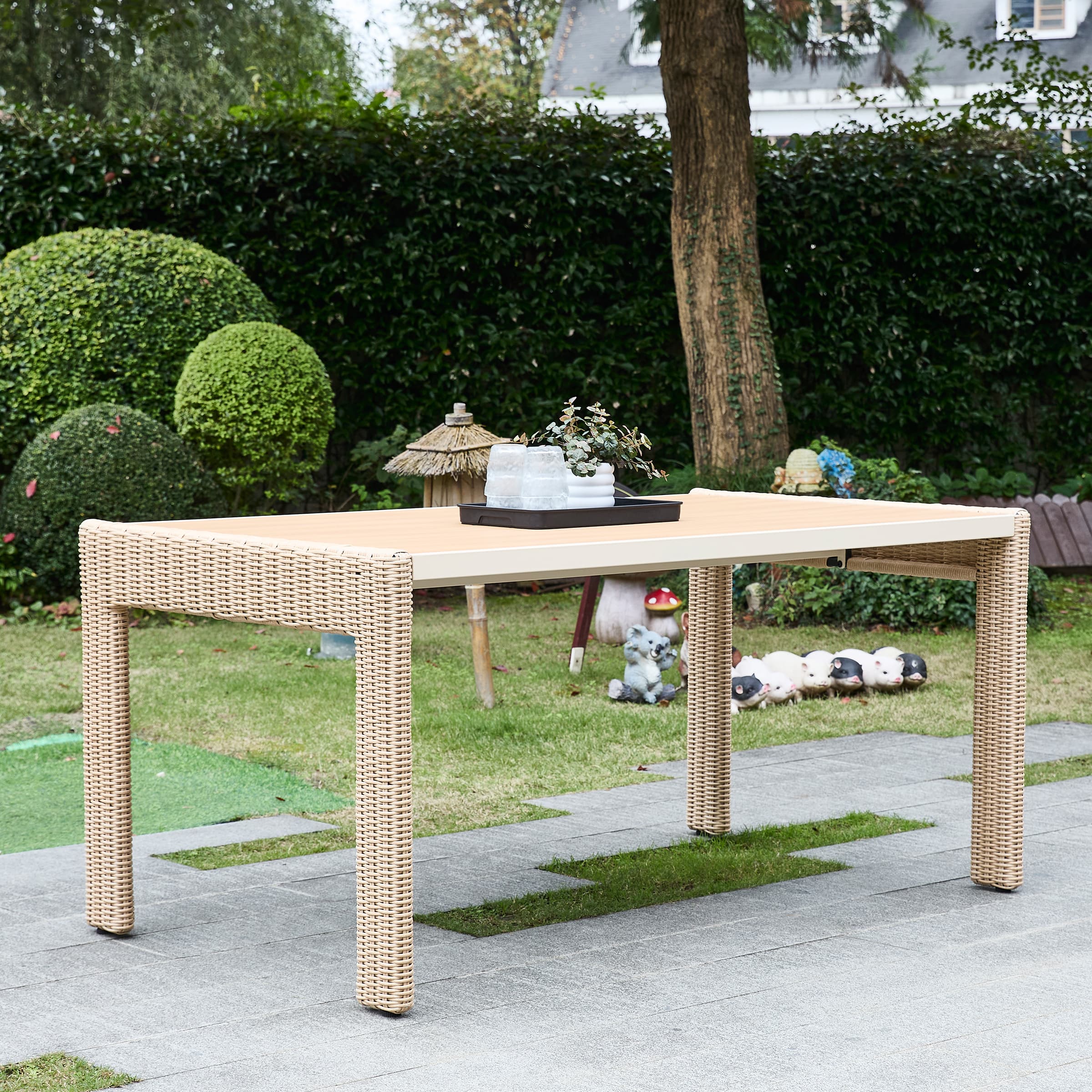 Kmax 59" Outdoor Rectangular Woven Dining Table - 24004DT