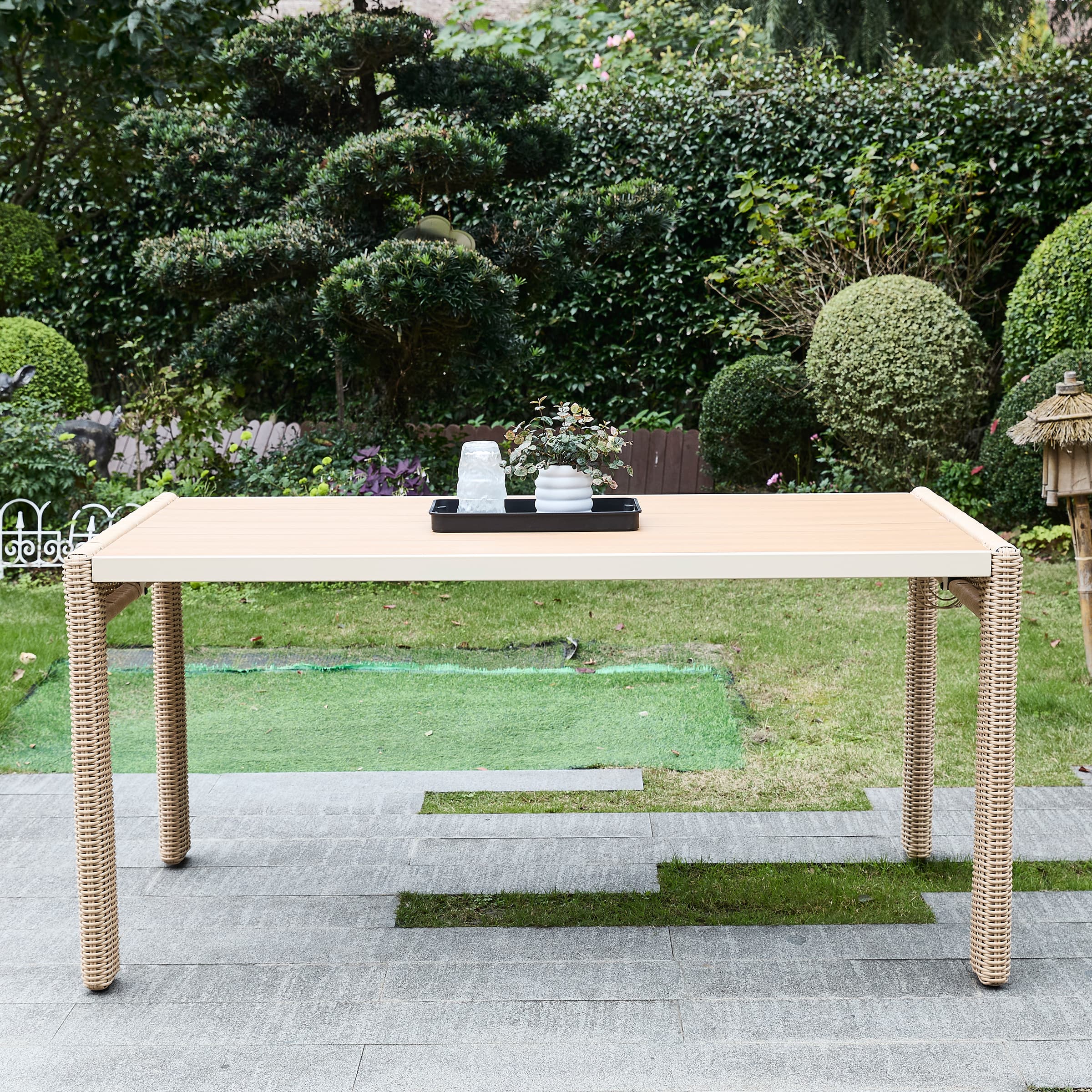 Kmax 59" Outdoor Rectangular Woven Dining Table - 24004DT