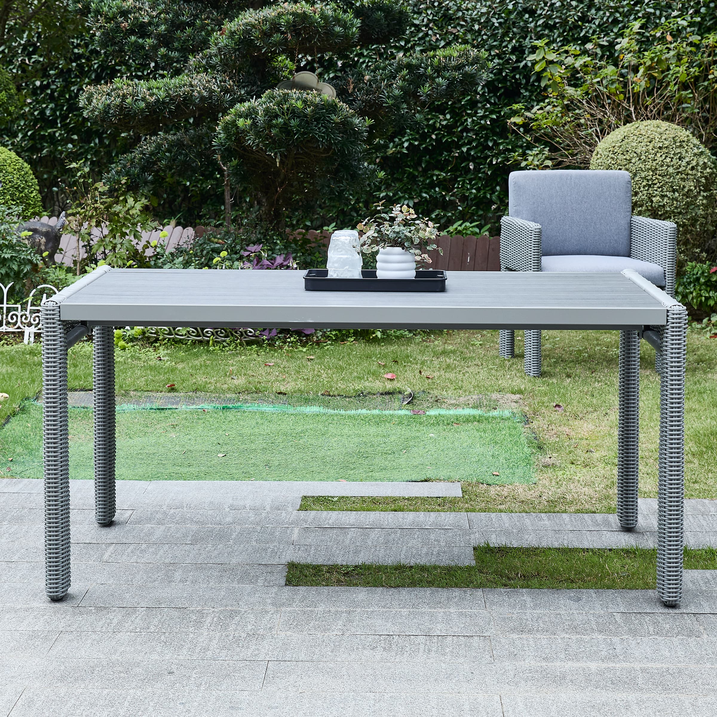 Kmax 59" Outdoor Rectangular Woven Dining Table - 24004DT
