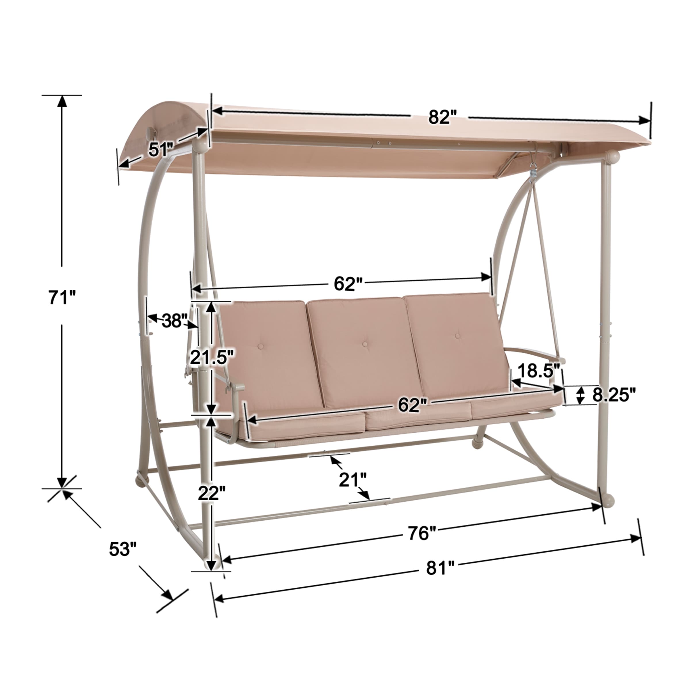 ROCITY Outdoor Adjustable Porch Swing Bed - 4102HS