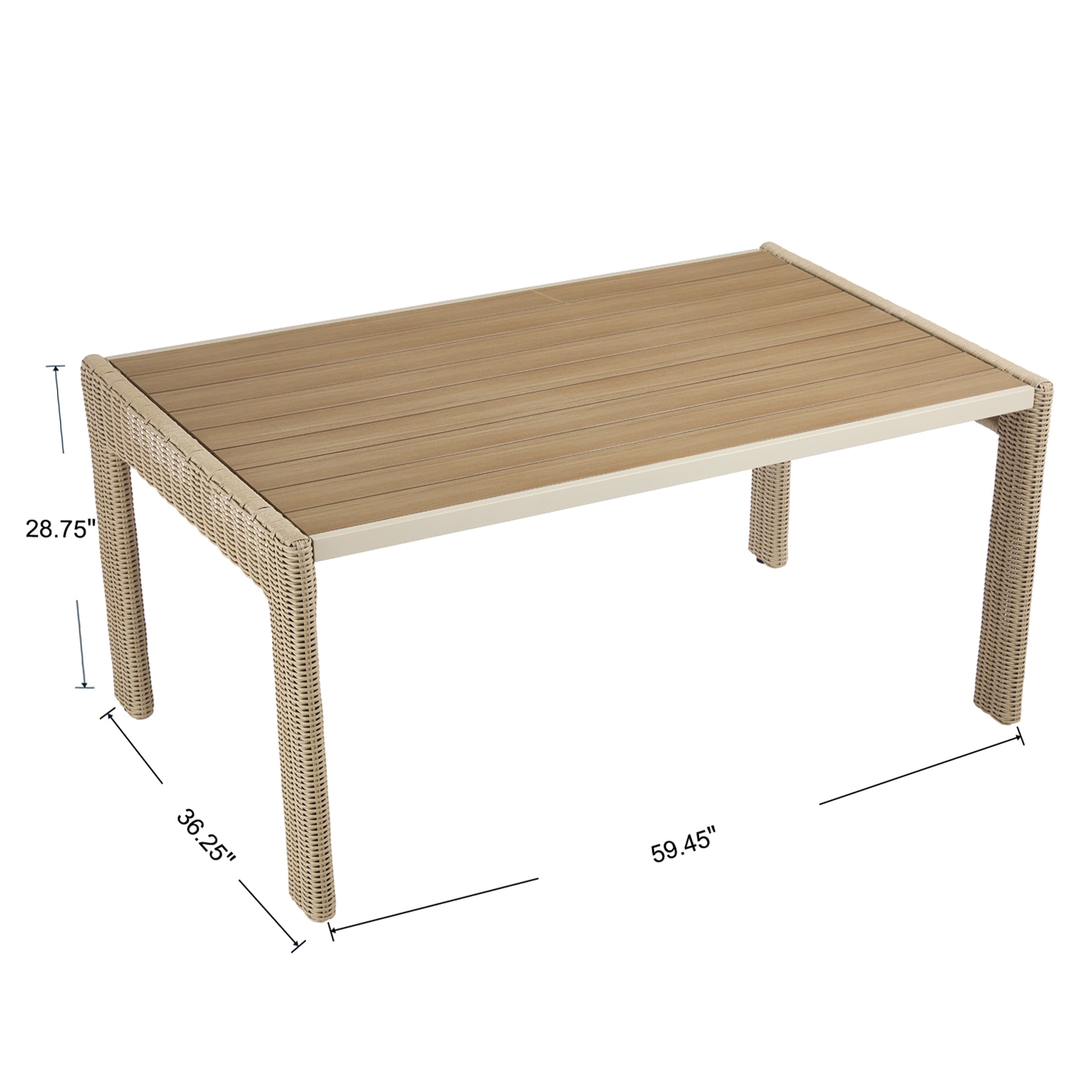 Kmax 59" Outdoor Rectangular Woven Dining Table - 24004DT