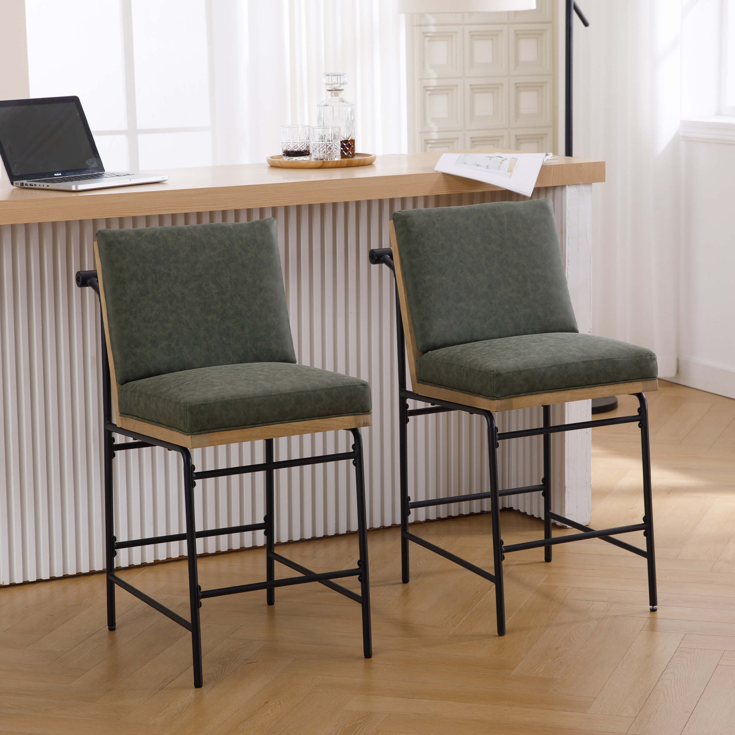 CIMOTA 26"H Removable Cushion Counter Height Stools with Metal Legs Set of 2 - 5734CS