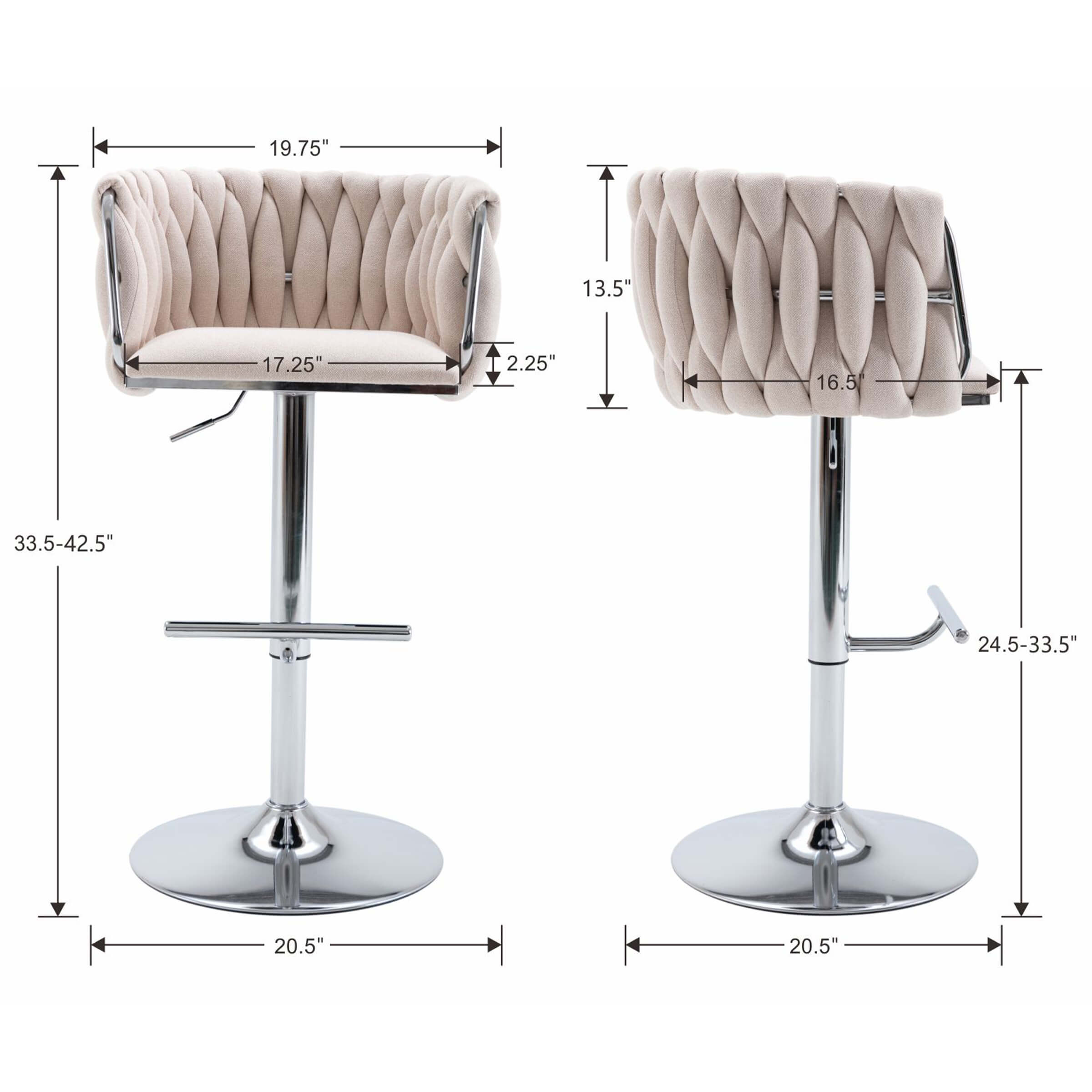 CHICAURA Swivel Chrome Base Bar Stools Set of 2 - 6022AB