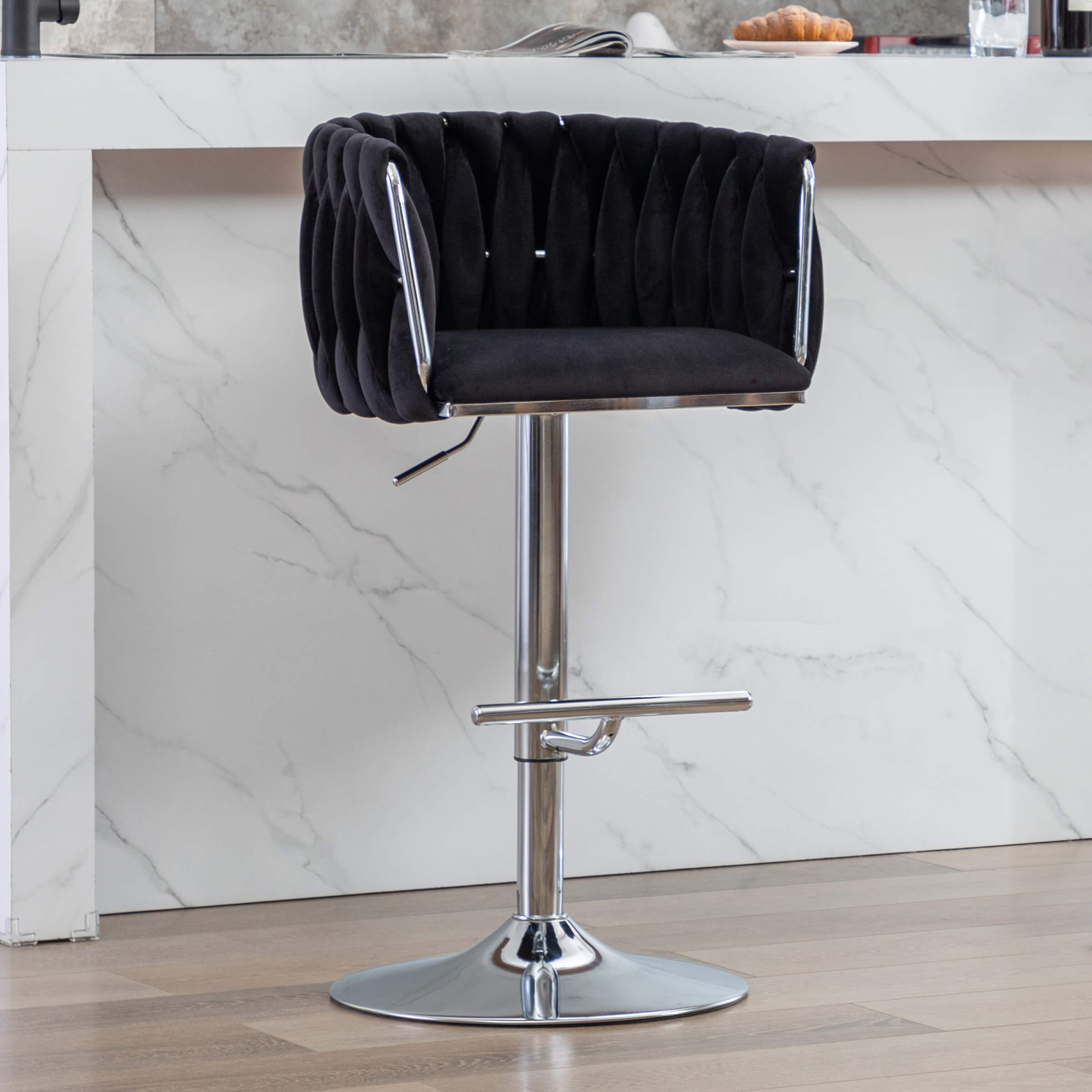CHICAURA Swivel Chrome Base Bar Stools Set of 2 - 6022AB