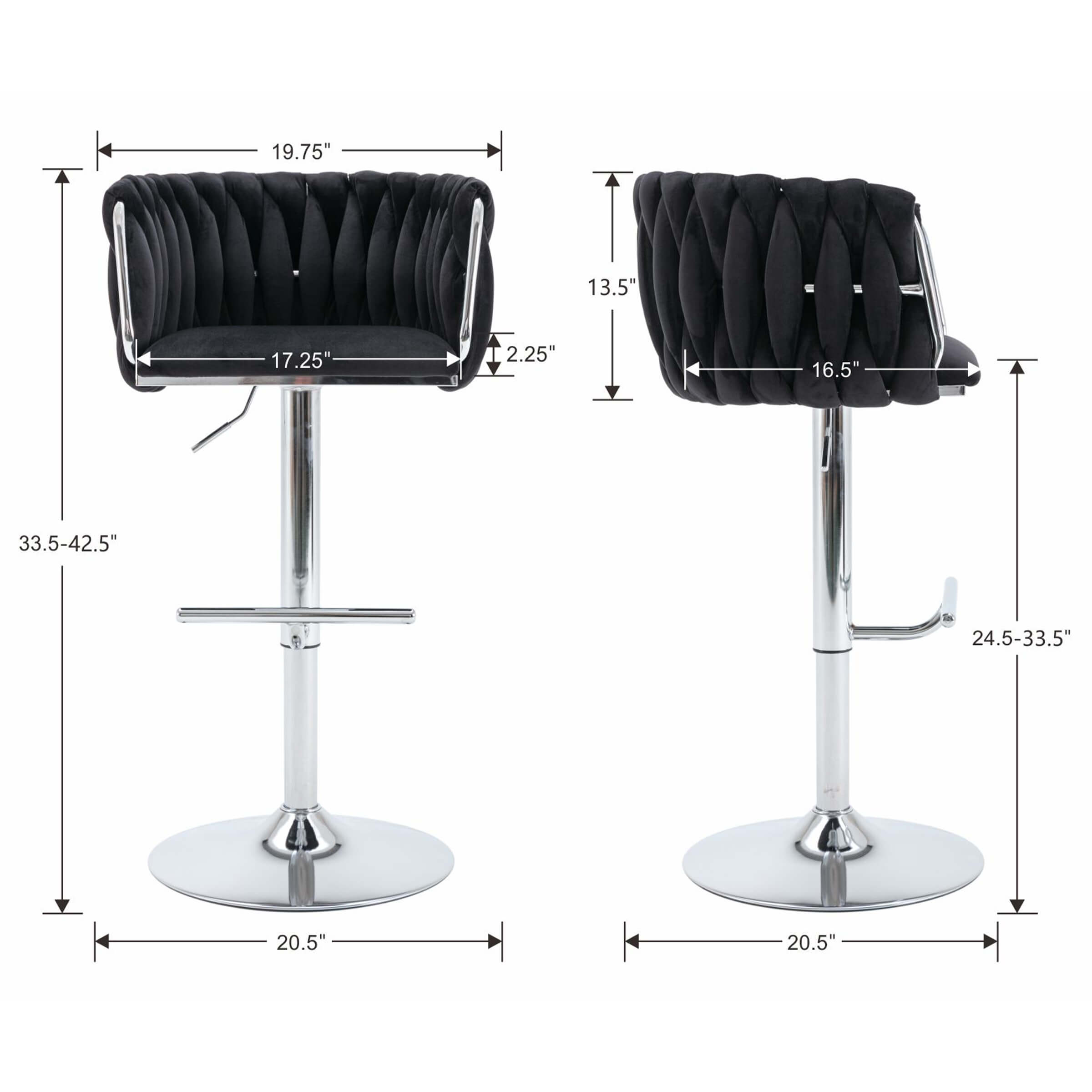 CHICAURA Swivel Chrome Base Bar Stools Set of 2 - 6022AB
