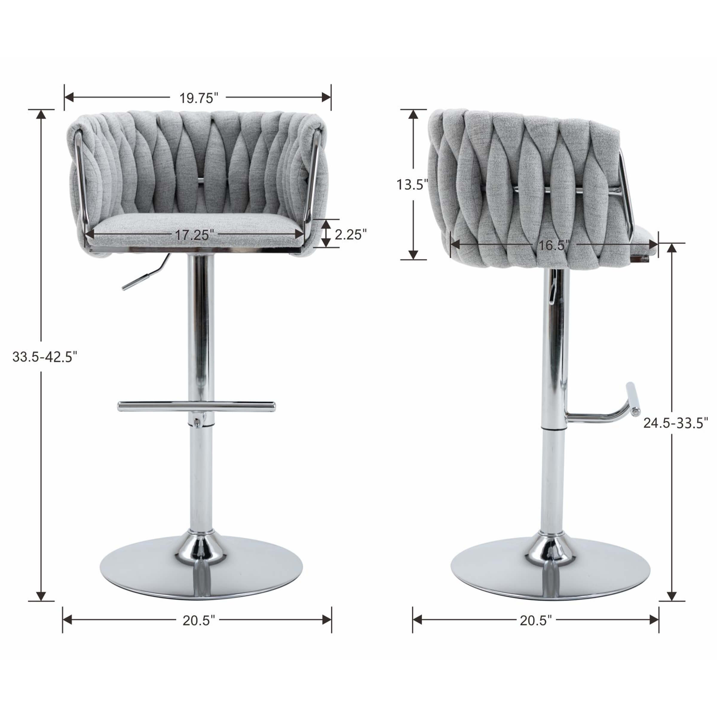 CHICAURA Swivel Chrome Base Bar Stools Set of 2 - 6022AB