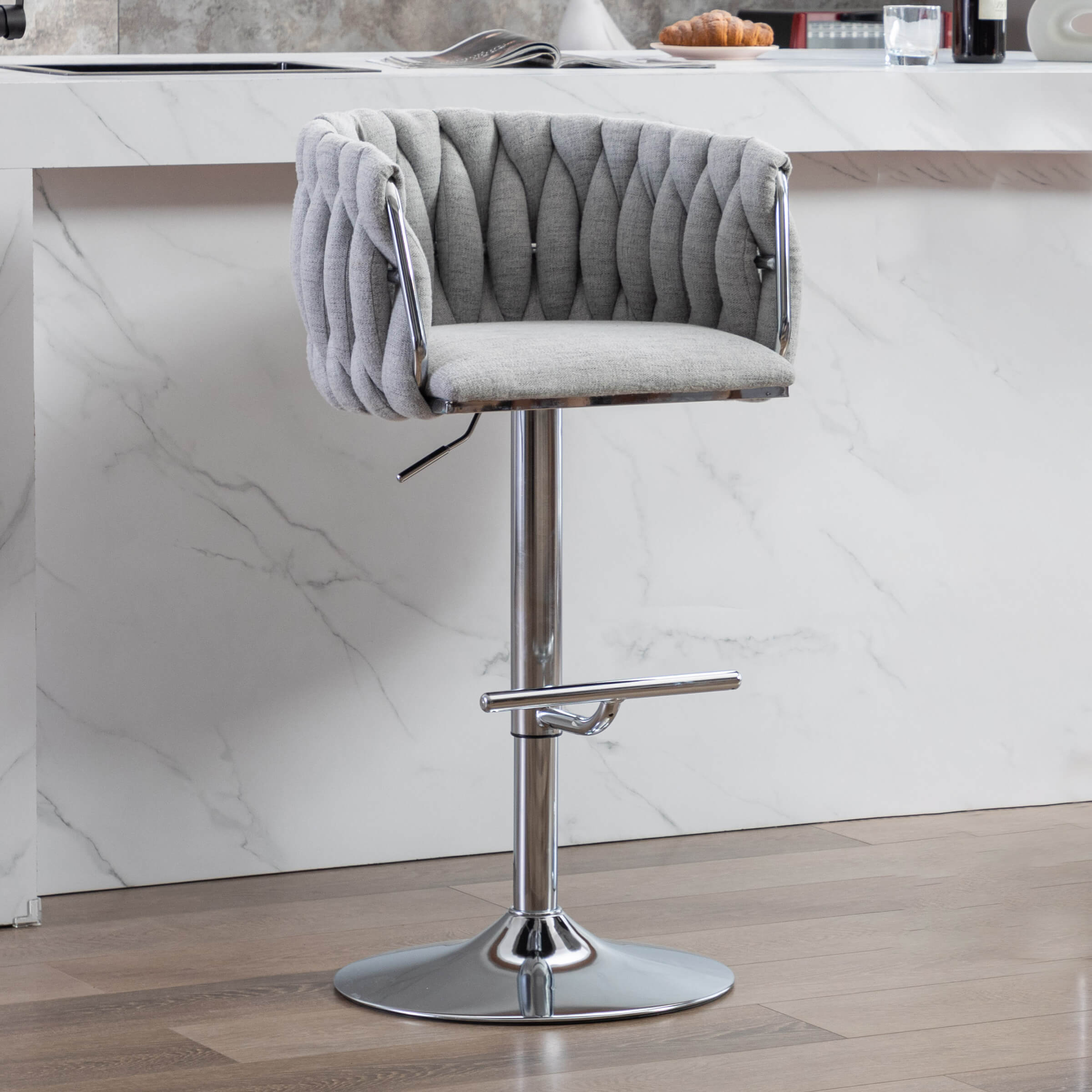 CHICAURA Swivel Chrome Base Bar Stools Set of 2 - 6022AB