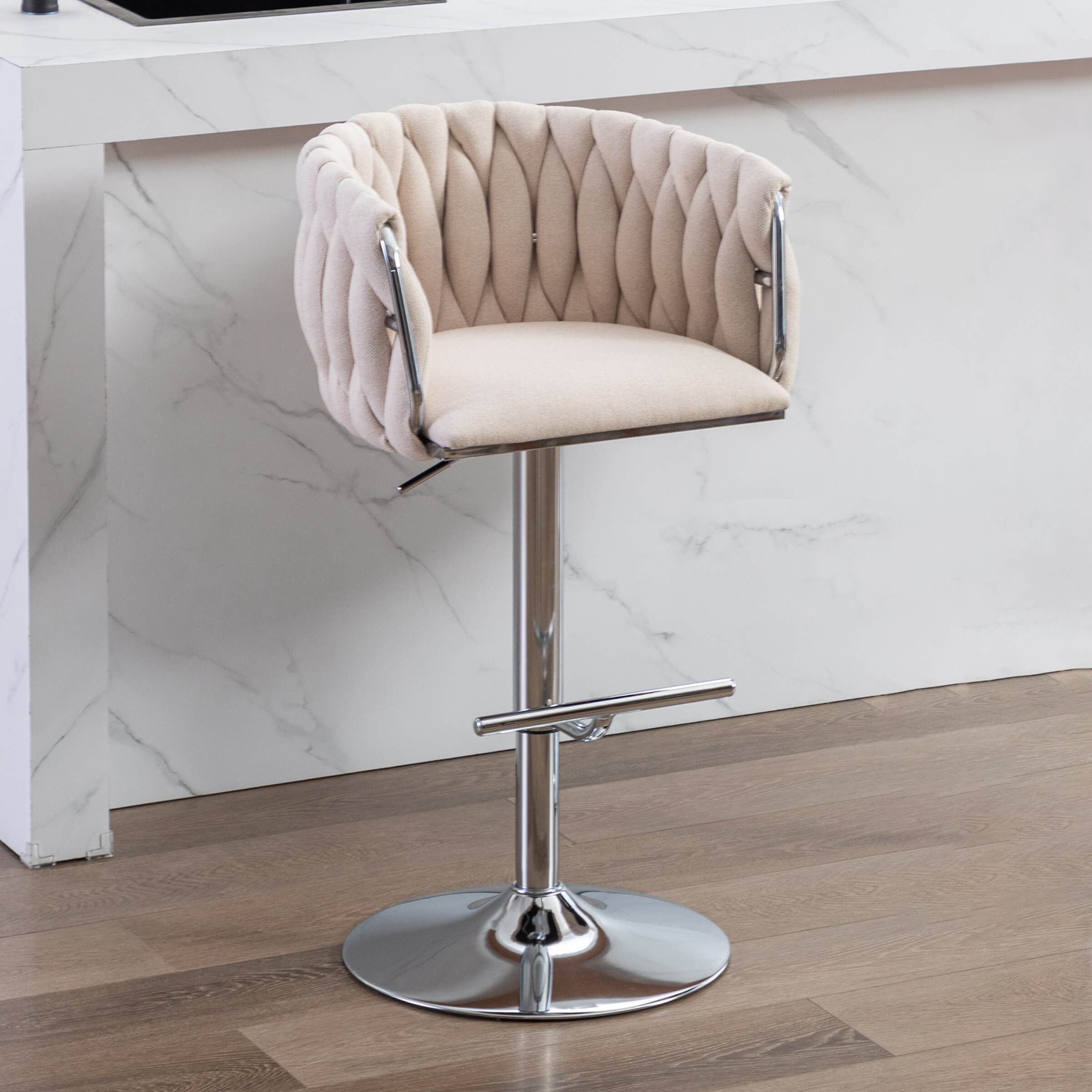 CHICAURA Swivel Chrome Base Bar Stools Set of 2 - 6022AB