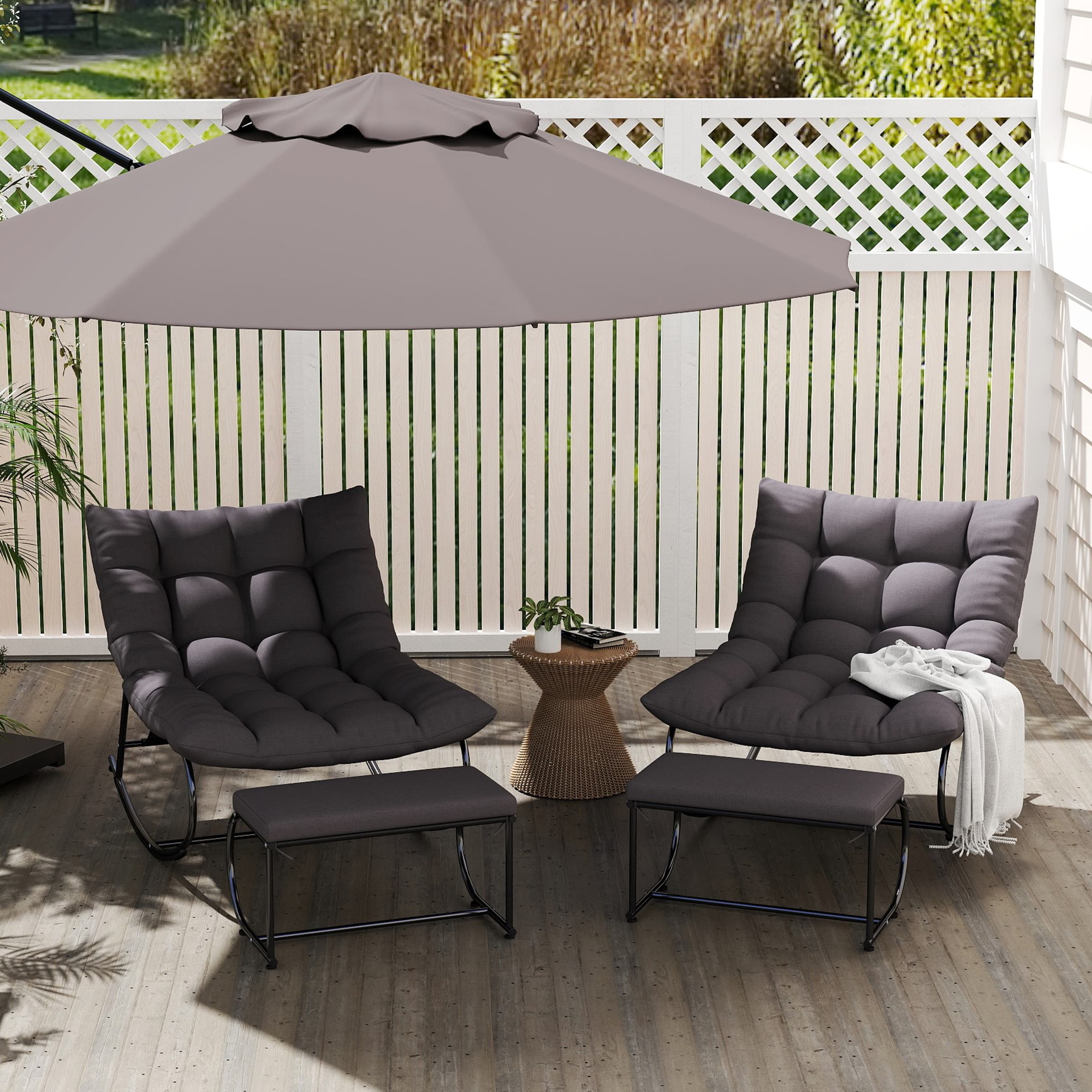 ROCITY Outdoor Rocking Chair with Ottoman Set of 2 - 4103RC