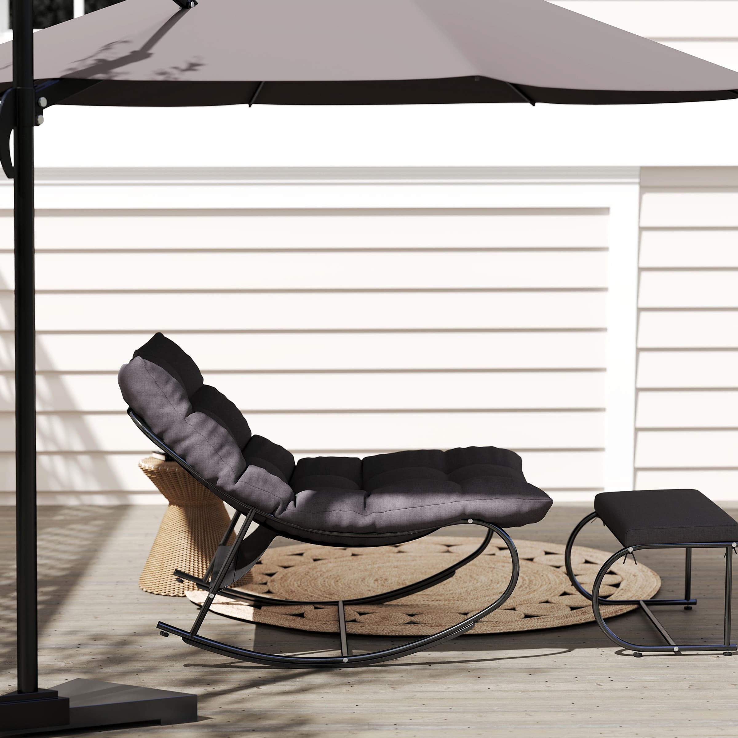 ROCITY Outdoor Rocking Chair with Ottoman Set of 2 - 4103RC