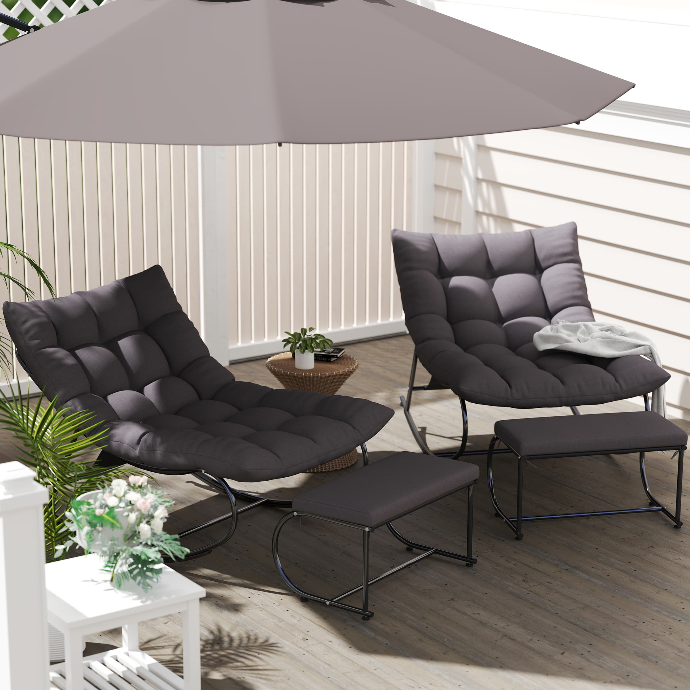 ROCITY Outdoor Rocking Chair with Ottoman Set of 2 - 4103RC