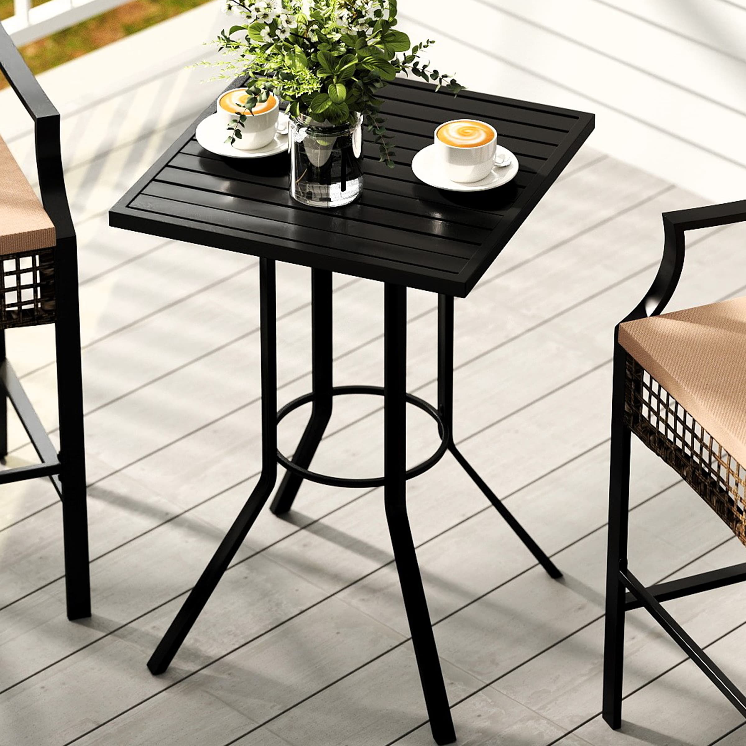 ROCITY Outdoor Rattan Barstools with High Top Table 3 PCS - X108SE