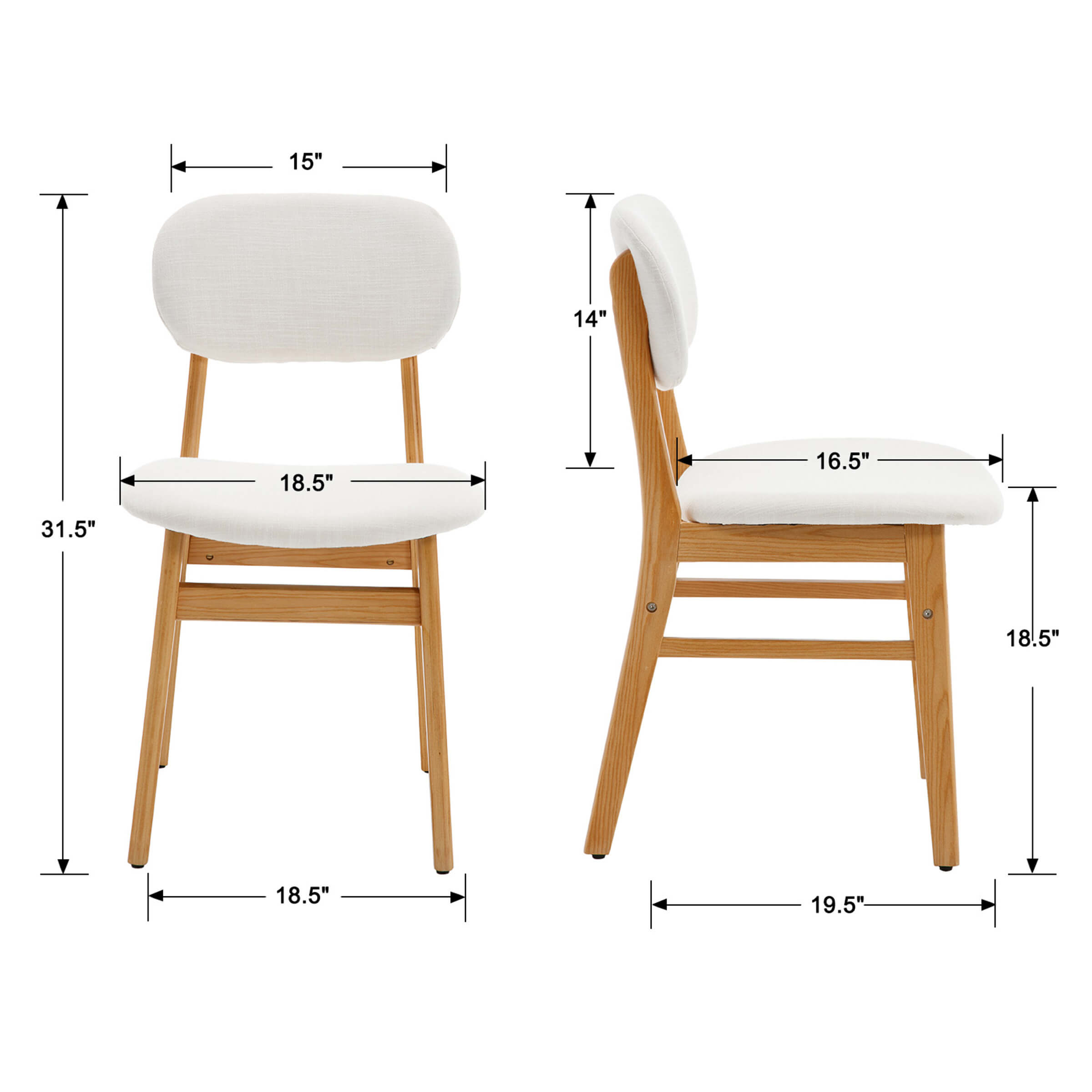 KMAX Nordic Style Dining Chairs Set of 2- 9009DC