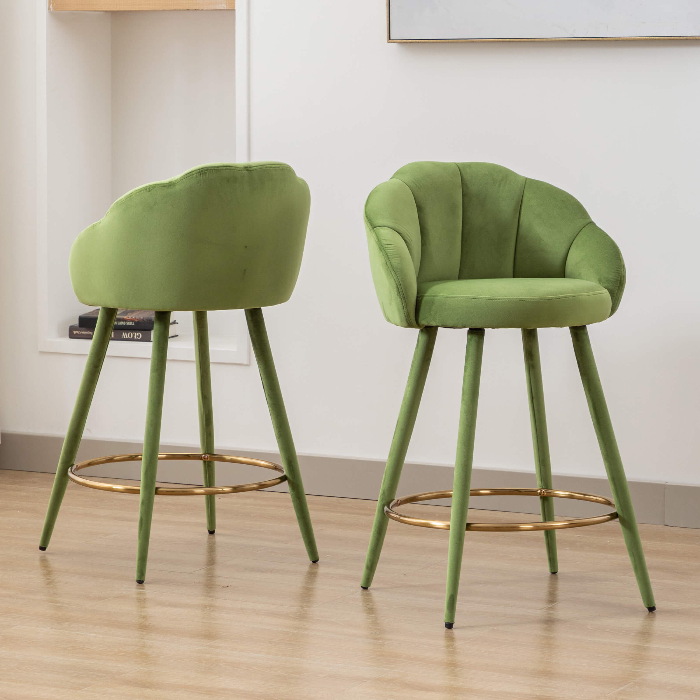 CHICAURA 26"H Petal Back Counter Stools with Footrest Set of 2 - 3208CS