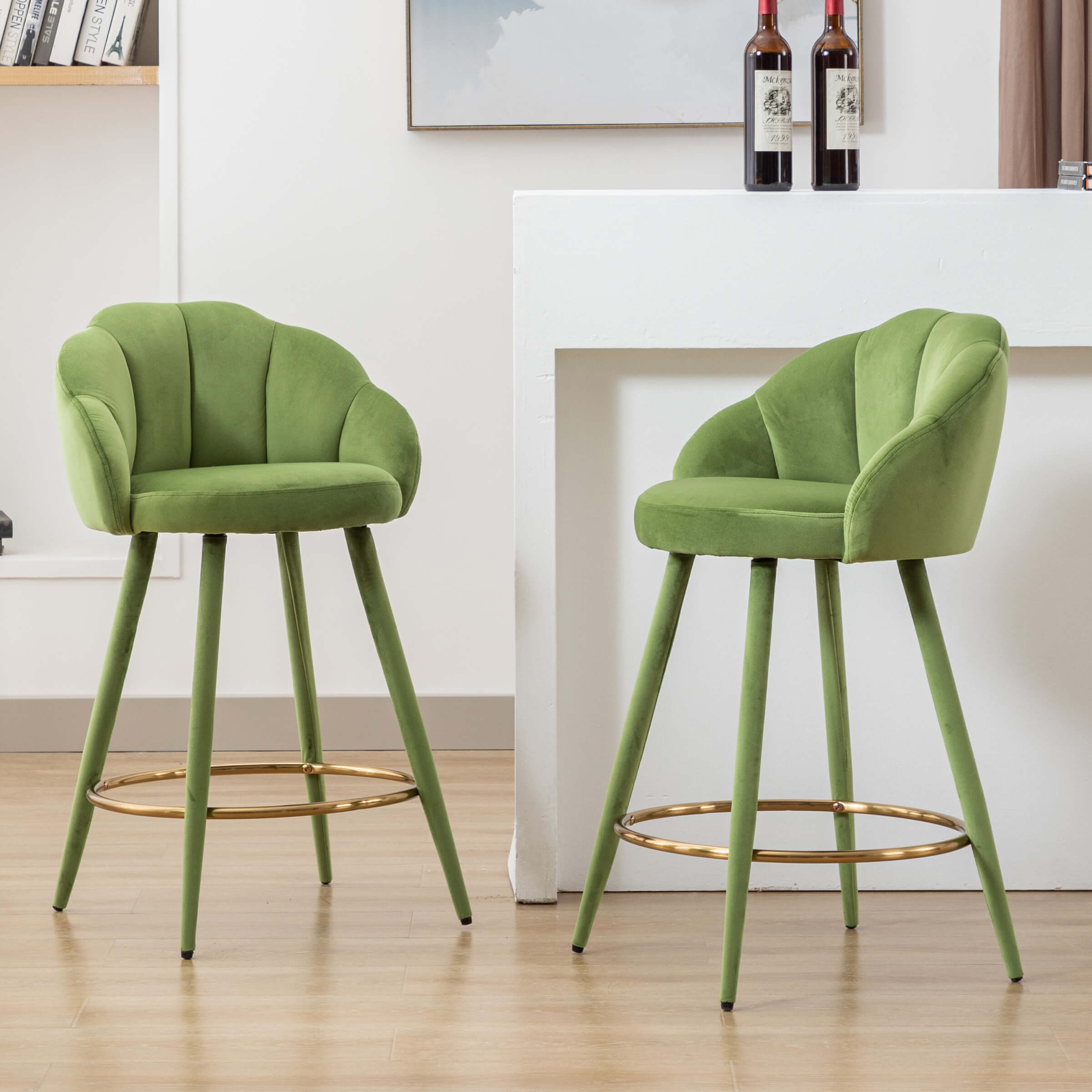 CHICAURA 26"H Petal Back Counter Stools with Footrest Set of 2 - 3208CS