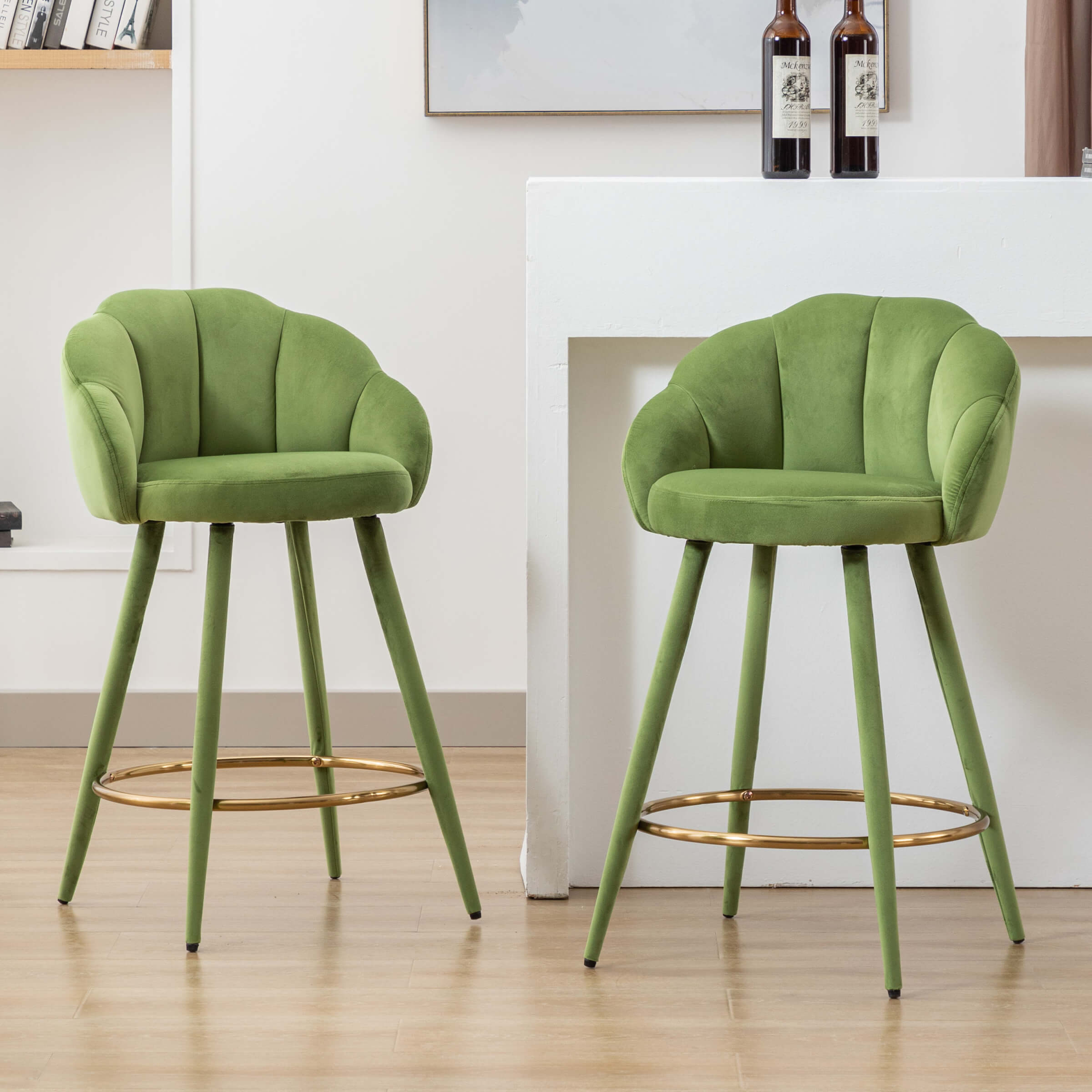 CHICAURA 26"H Petal Back Counter Stools with Footrest Set of 2 - 3208CS