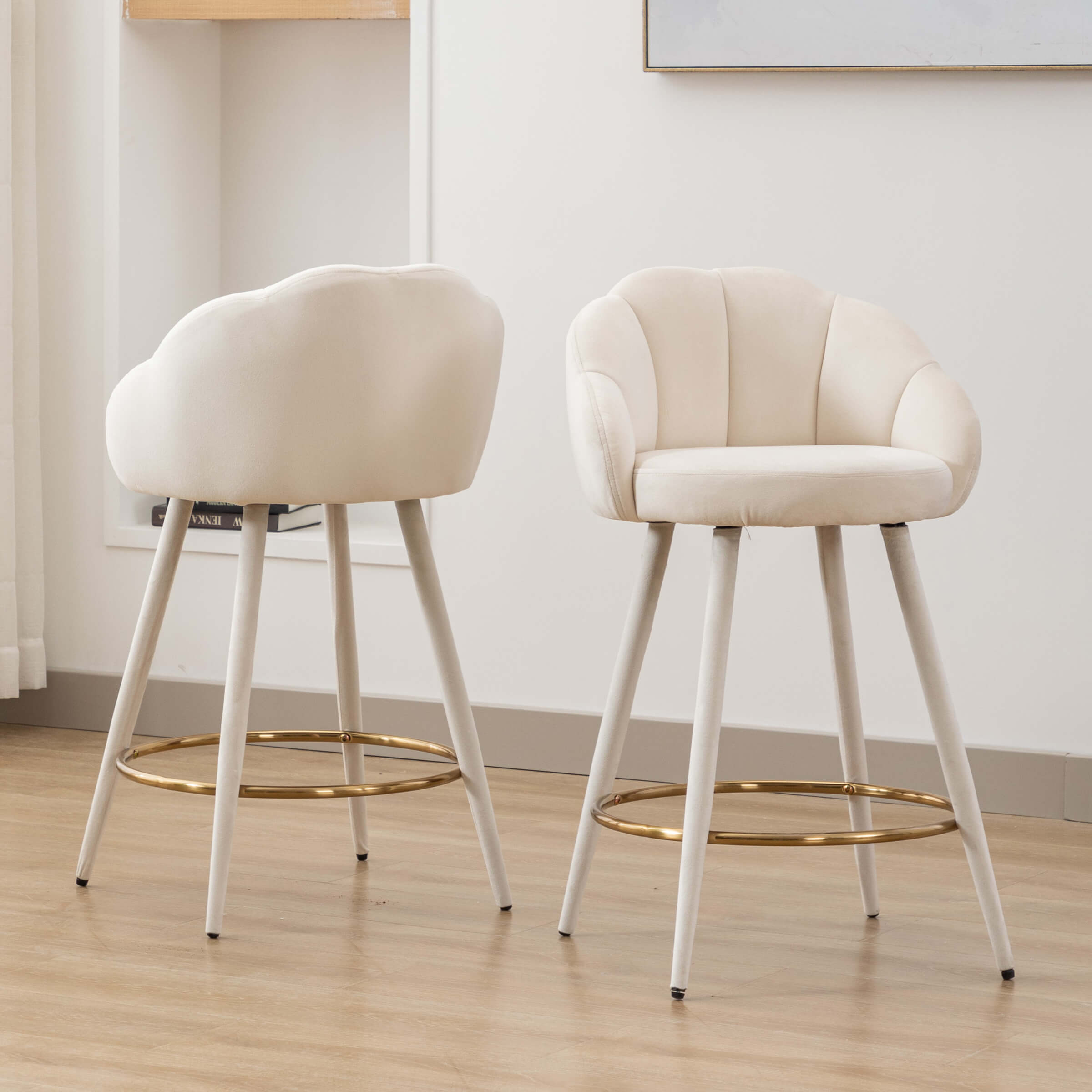 CHICAURA 26"H Petal Back Counter Stools with Footrest Set of 2 - 3208CS