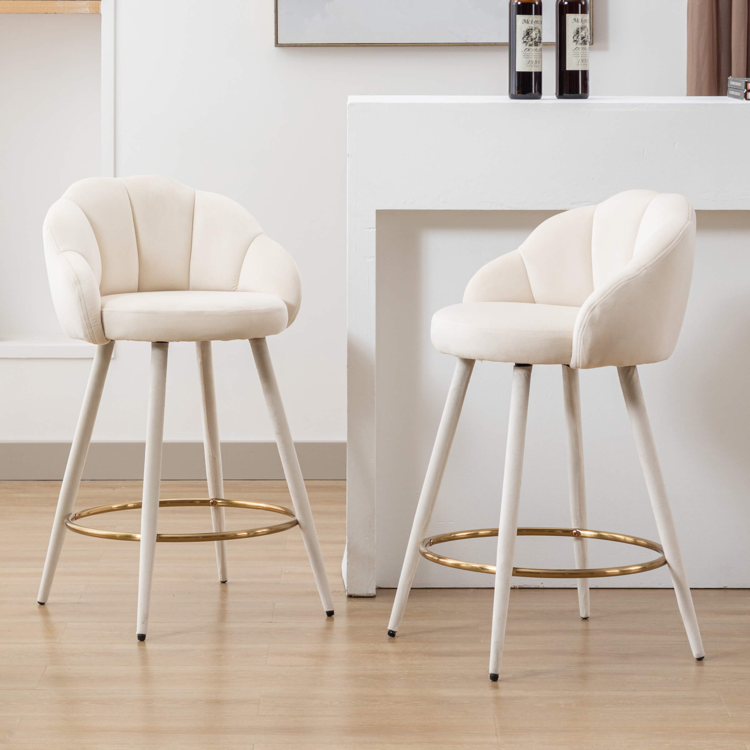 CHICAURA 26"H Petal Back Counter Stools with Footrest Set of 2 - 3208CS