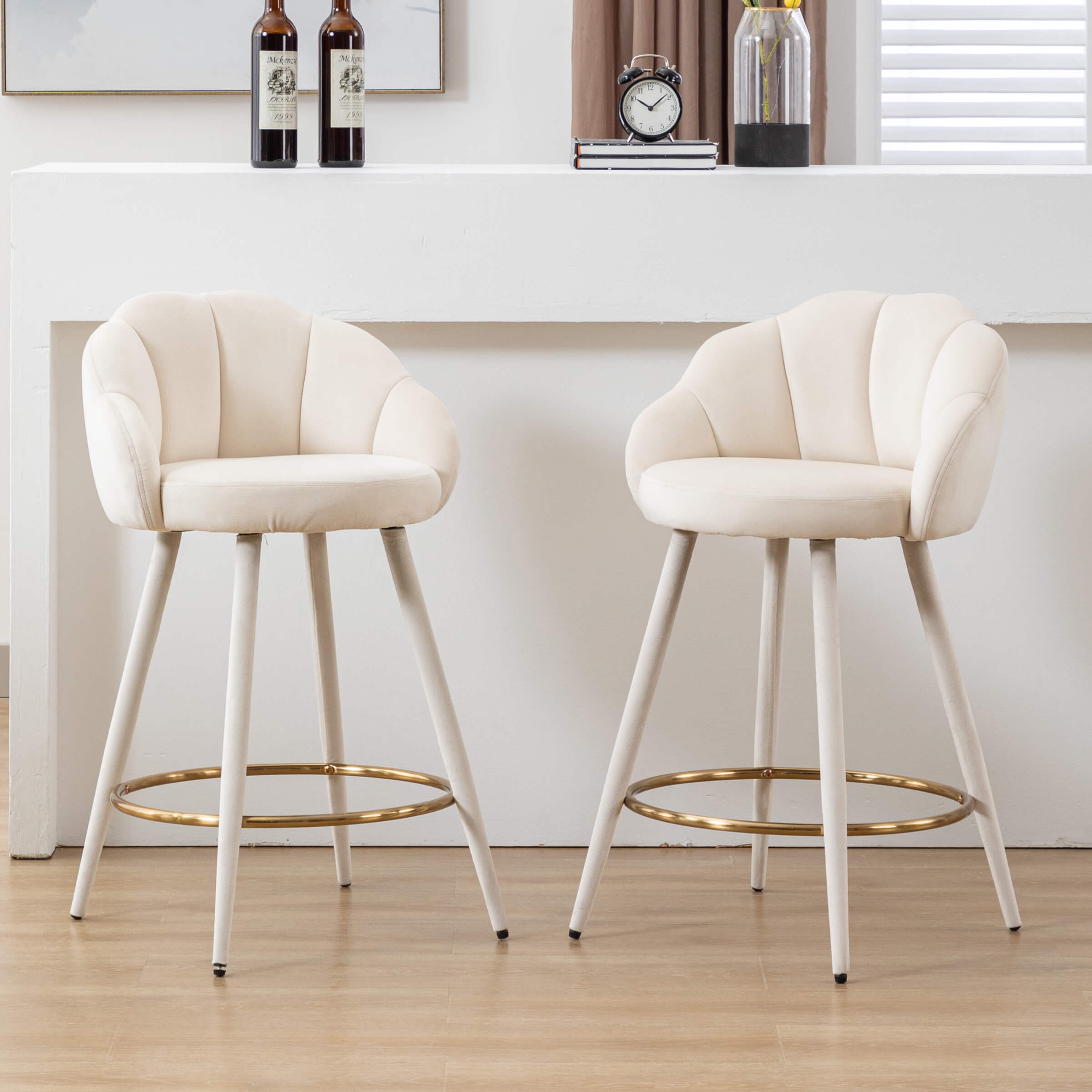 CHICAURA 26"H Petal Back Counter Stools with Footrest Set of 2 - 3208CS