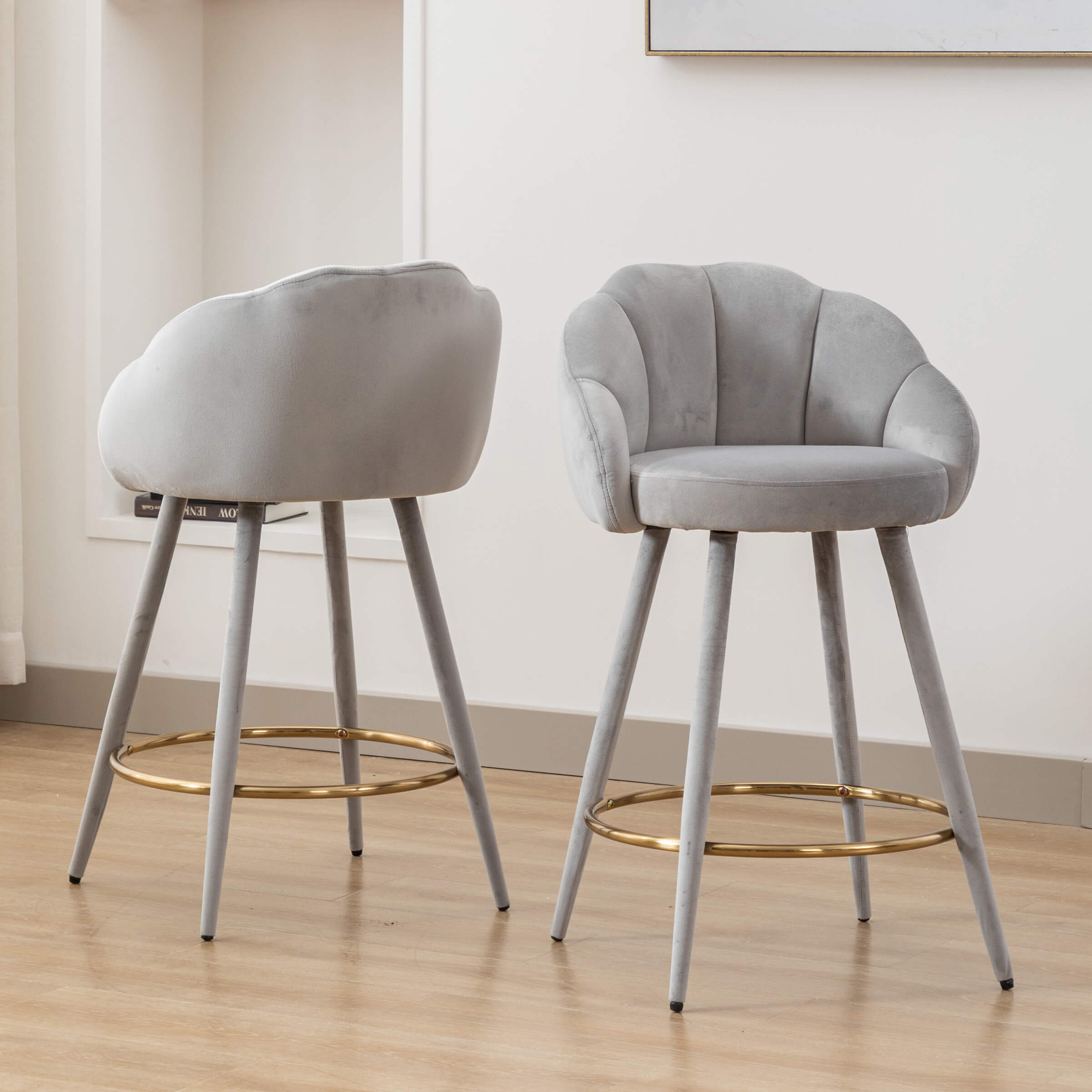 CHICAURA 26"H Petal Back Counter Stools with Footrest Set of 2 - 3208CS