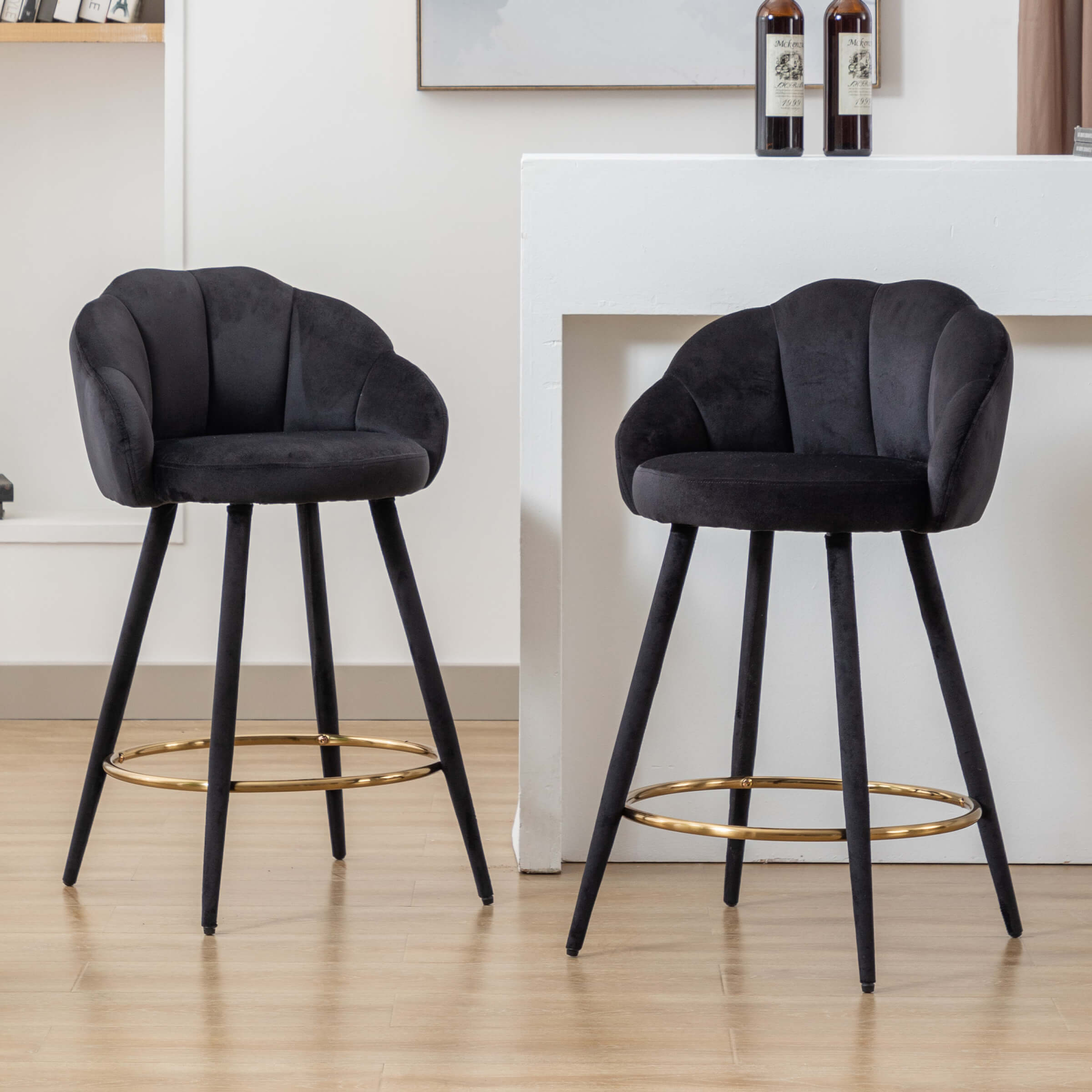 CHICAURA 26"H Petal Back Counter Stools with Footrest Set of 2 - 3208CS