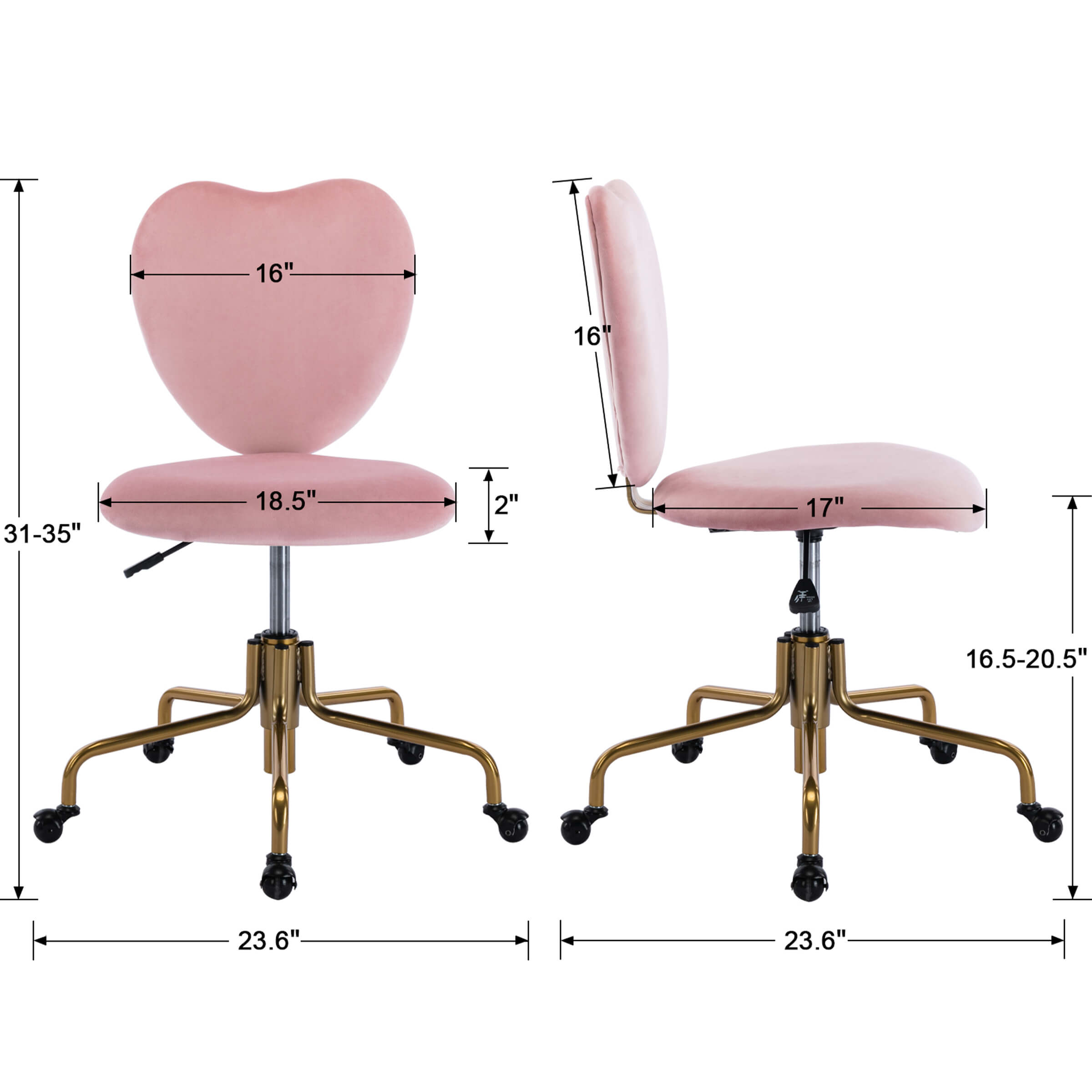 CHICAURA Adjustable Swivel Heart Shape Kids Desk Chair 1 PCS - 3024