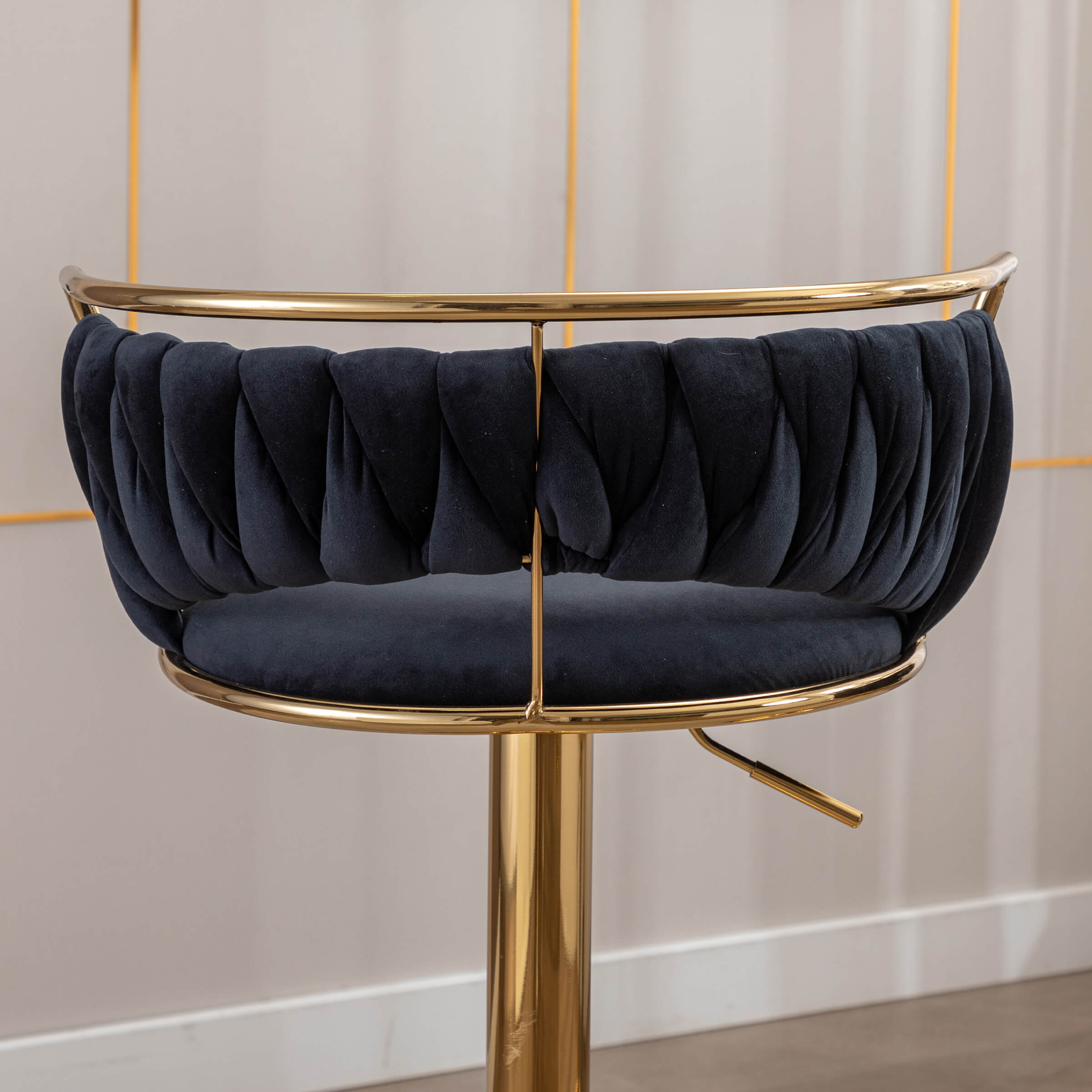 CHICAURA Swivel Adjustable Gold Woven Bar Stools Set of 2 - 6015AB