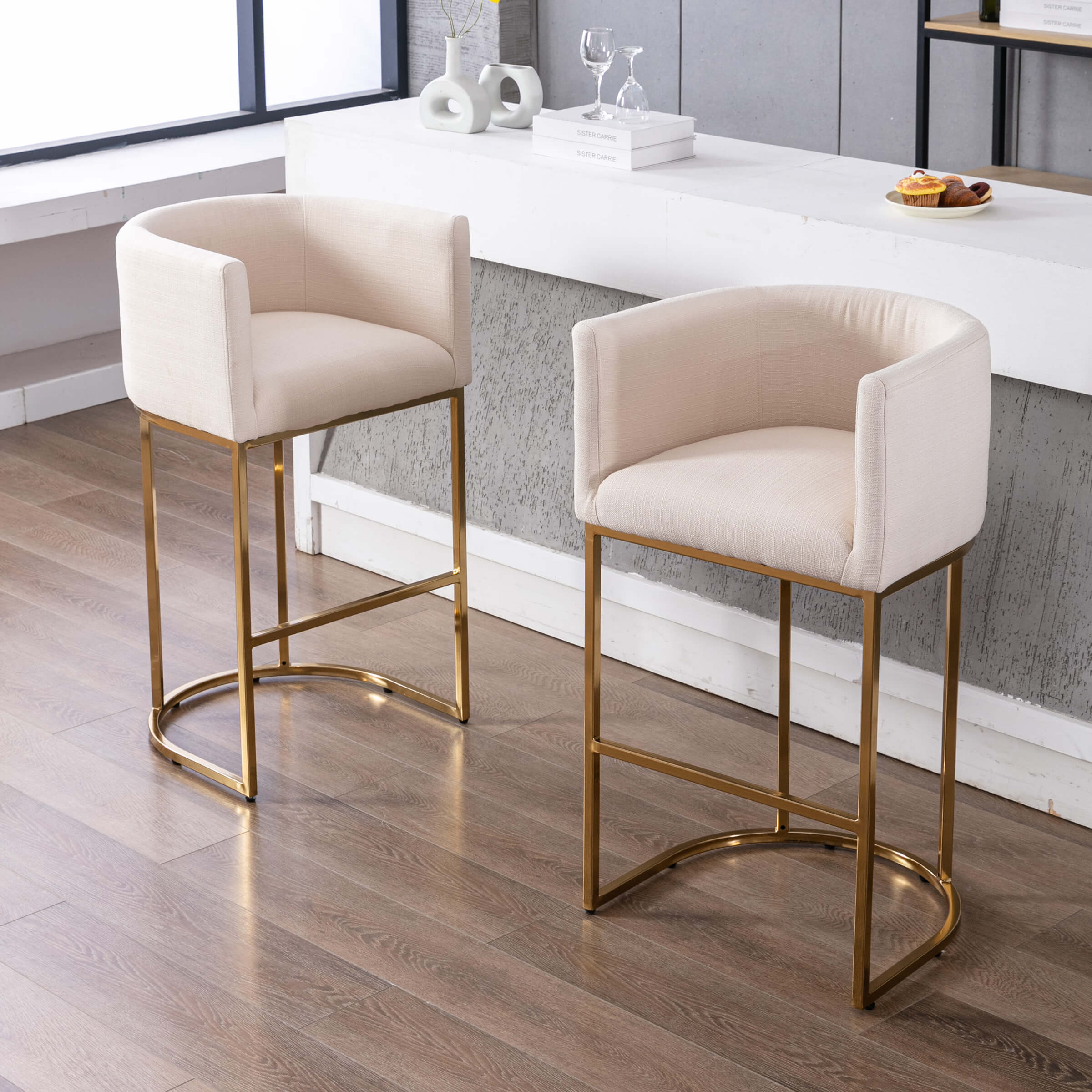 CHICAURA 24"H-32"H Metal Frame Counter Stool 1 PCS - 5690