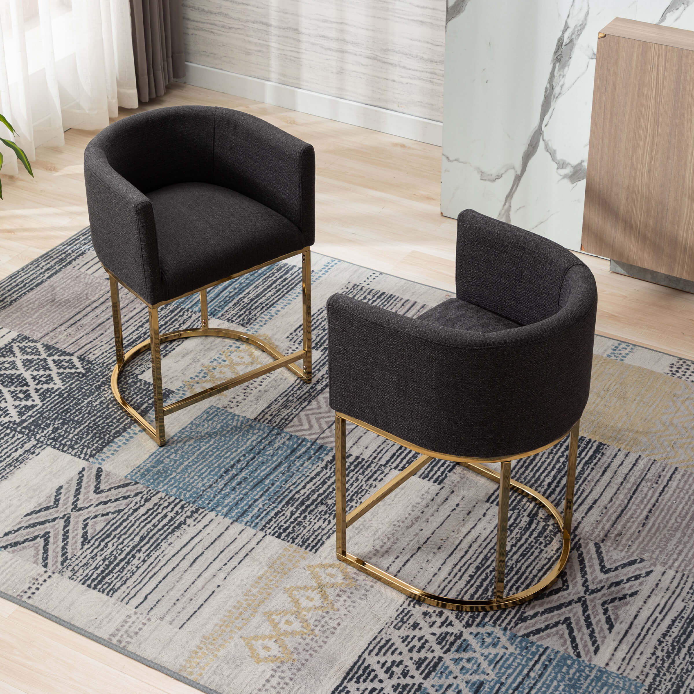 CHICAURA 24"H-32"H Metal Frame Counter Stool 1 PCS - 5690