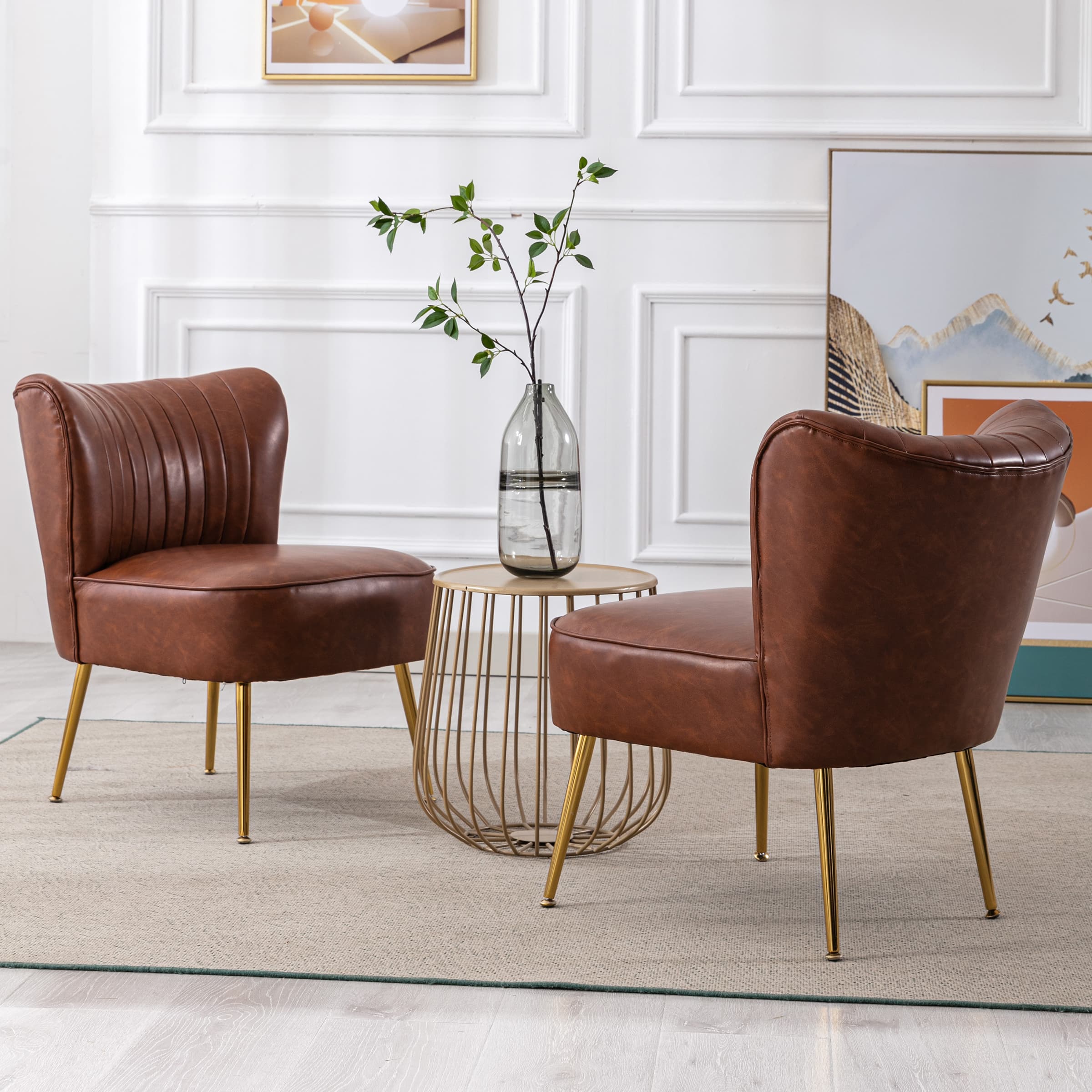 CHICAURA Mid Century Armless Accent Chairs Set of 2 - XXX6AC
