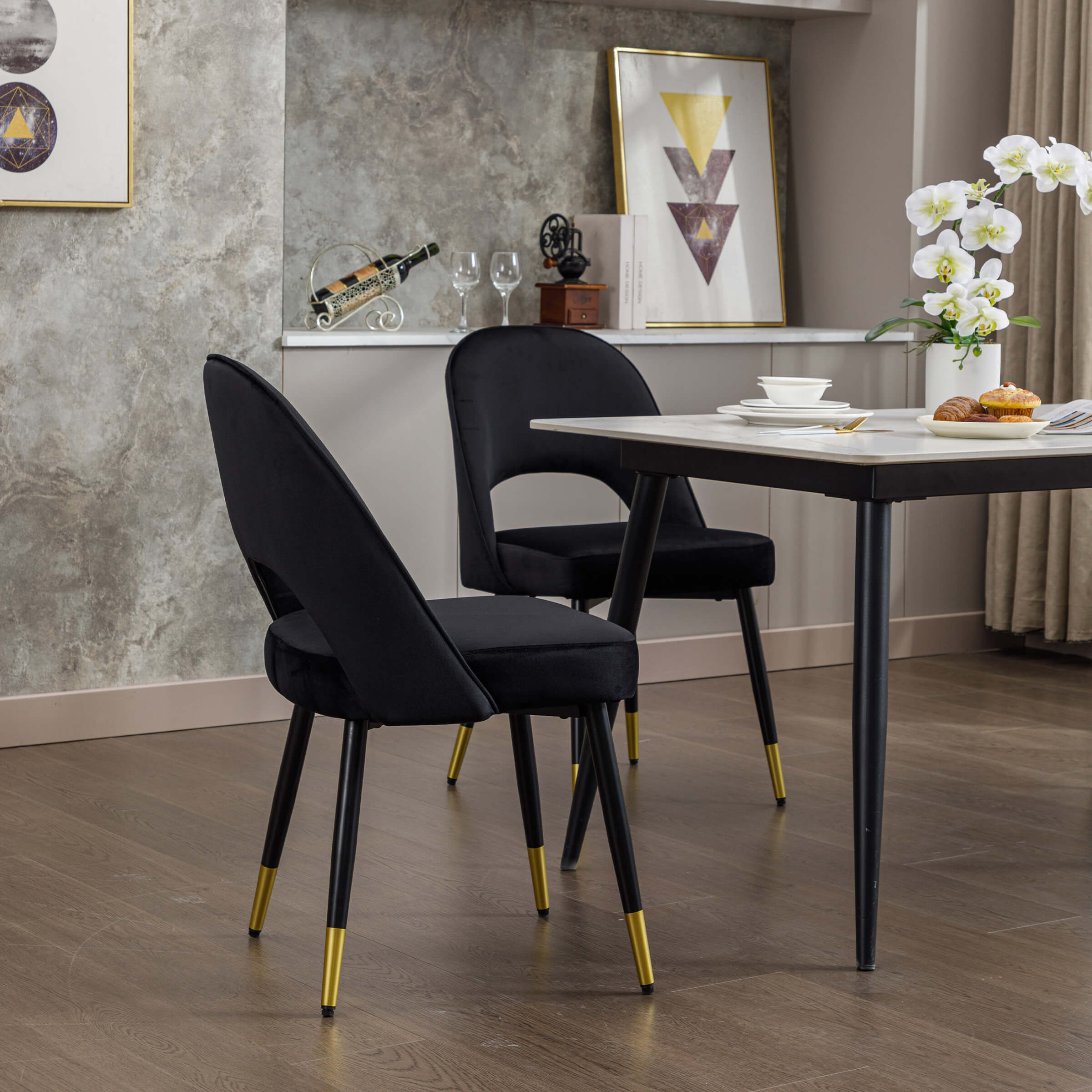 CHICAURA Modern Cut-Out Armless Dining Chairs Set of 2 - 3058DC