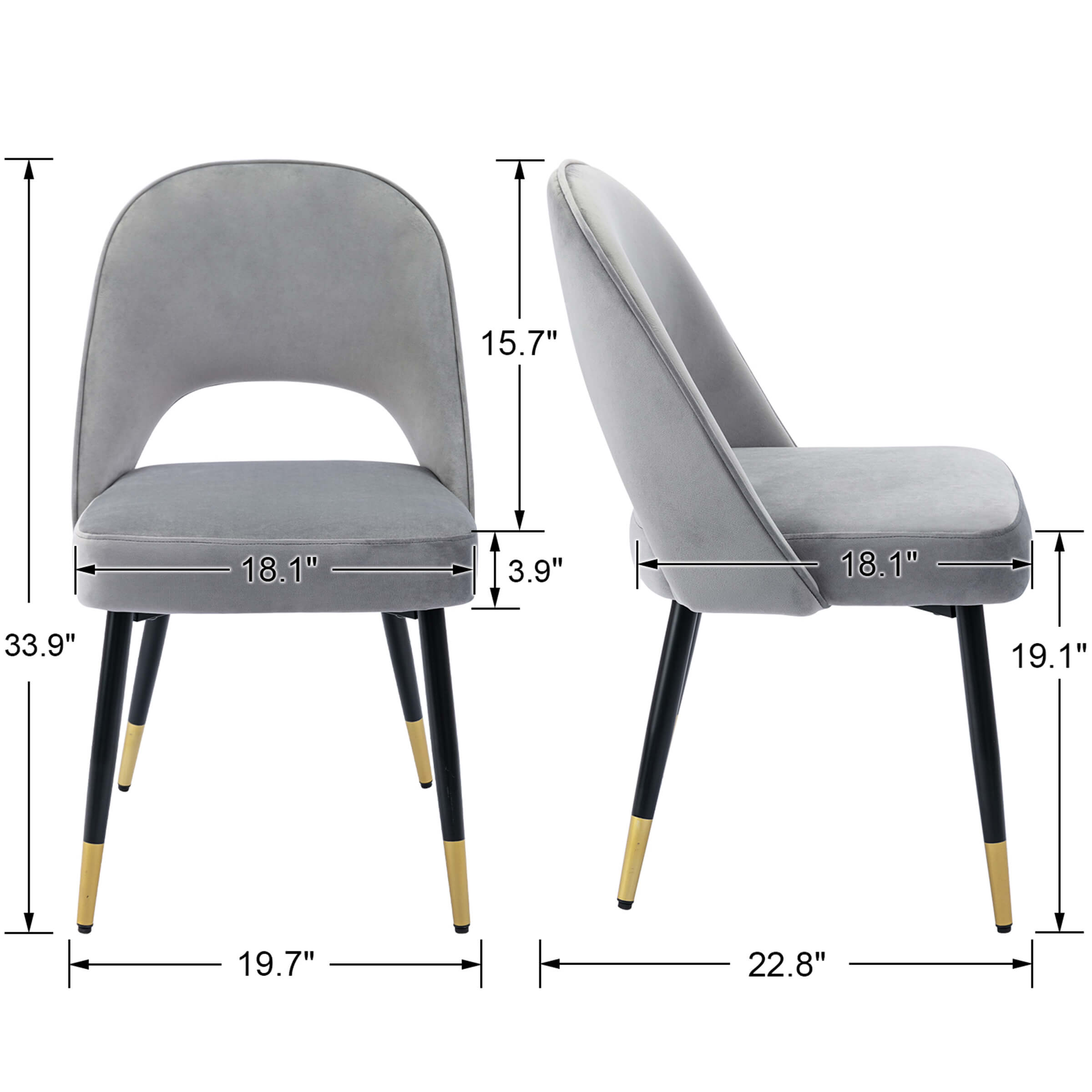 CHICAURA Modern Cut-Out Armless Dining Chairs Set of 2 - 3058DC