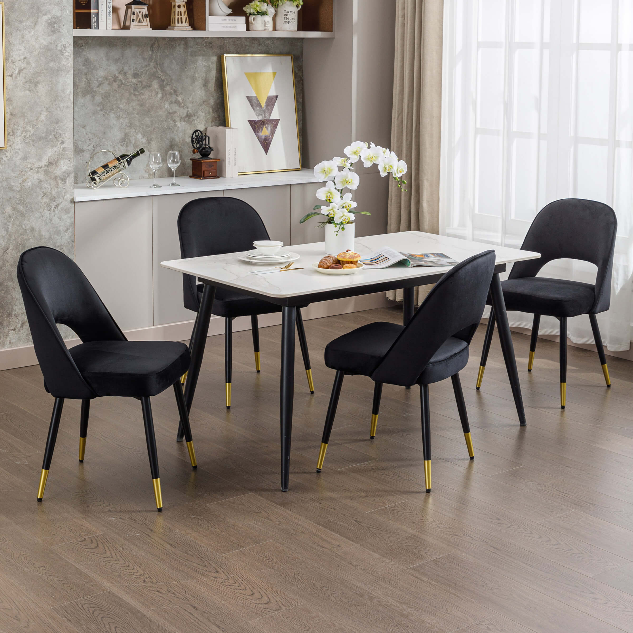 CHICAURA Modern Cut-Out Armless Dining Chairs Set of 2 - 3058DC