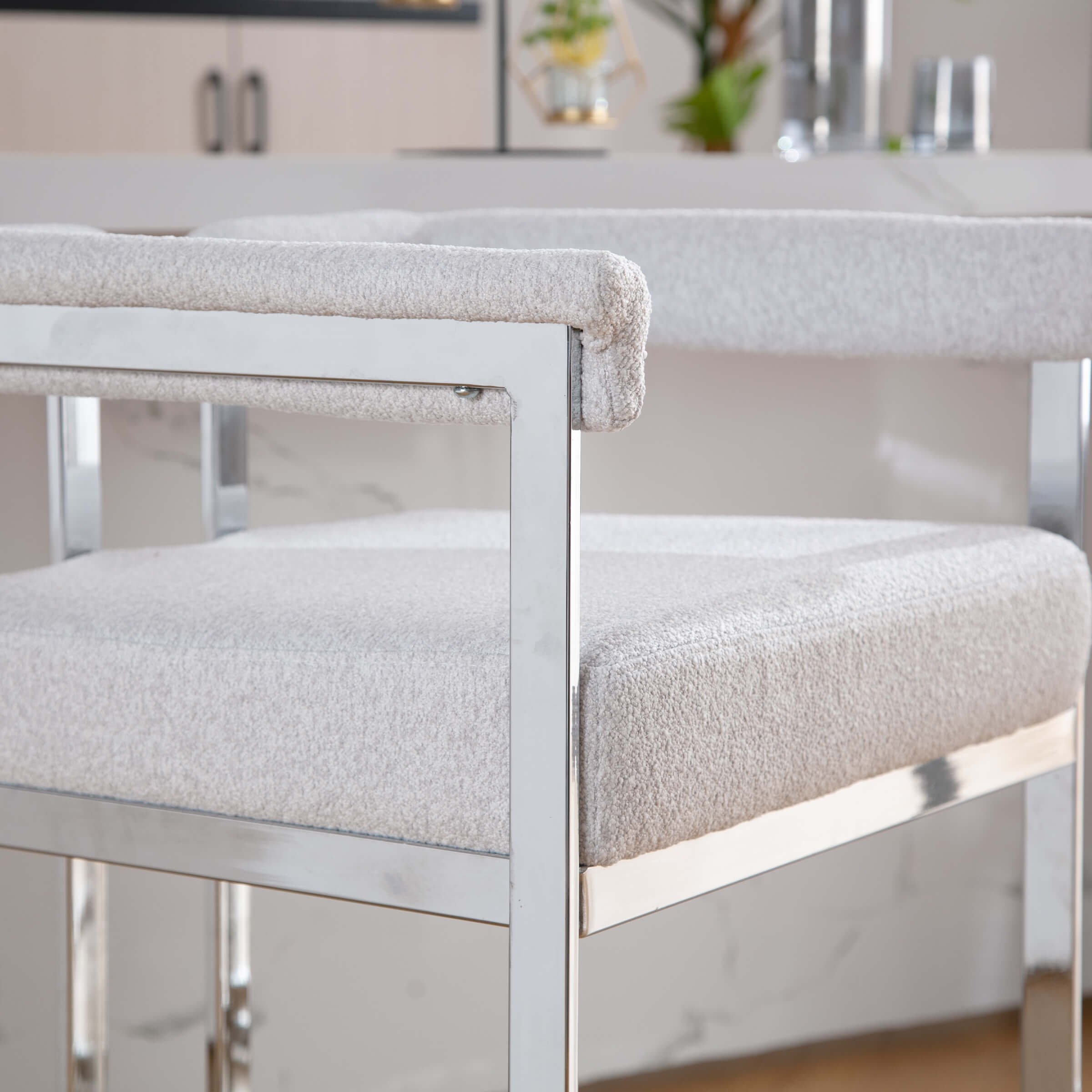 CHICAURA 26" Modern Metal Finish Counter Stools Set of 2 - 1010CS