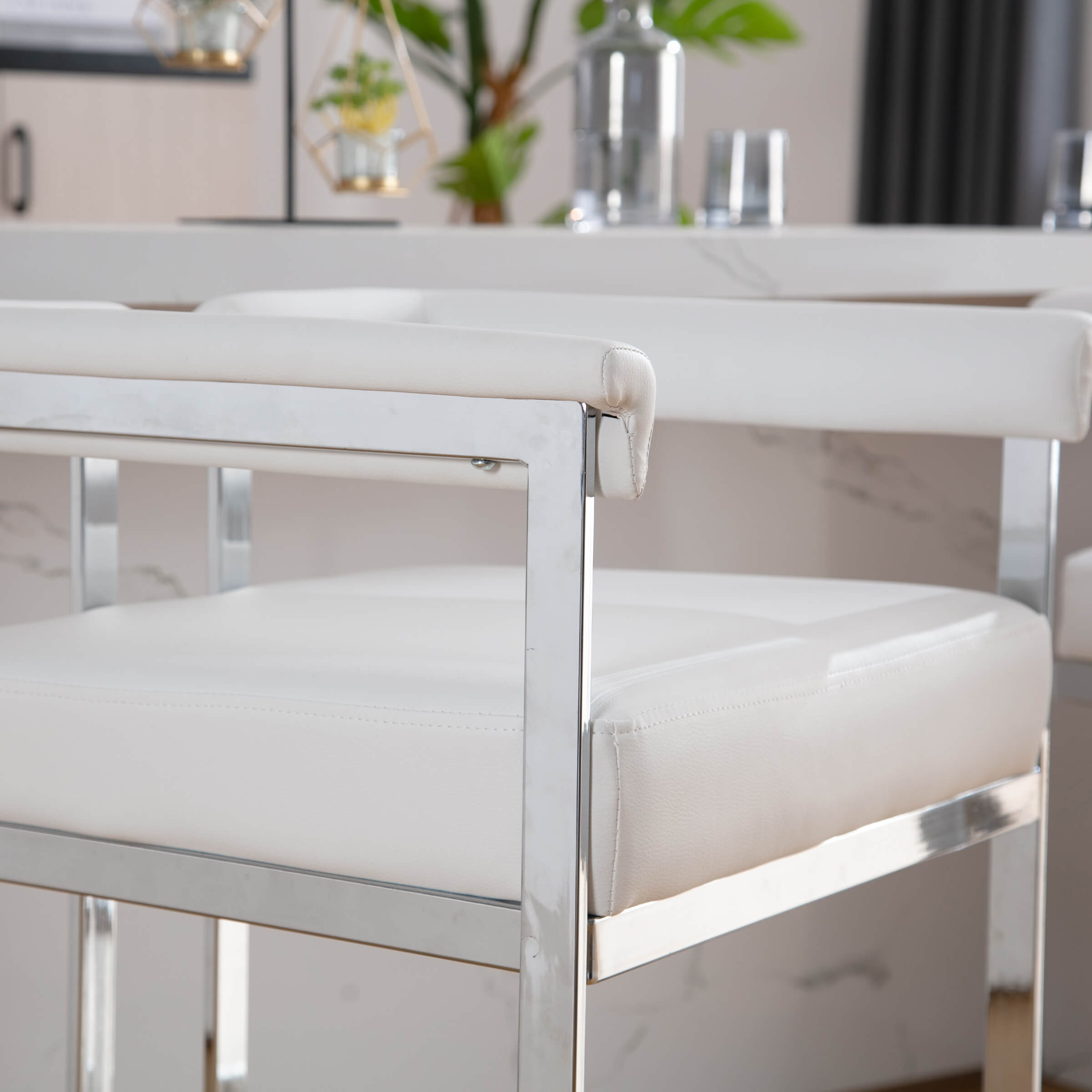 CHICAURA 26" Modern Metal Finish Counter Stools Set of 2 - 1010CS