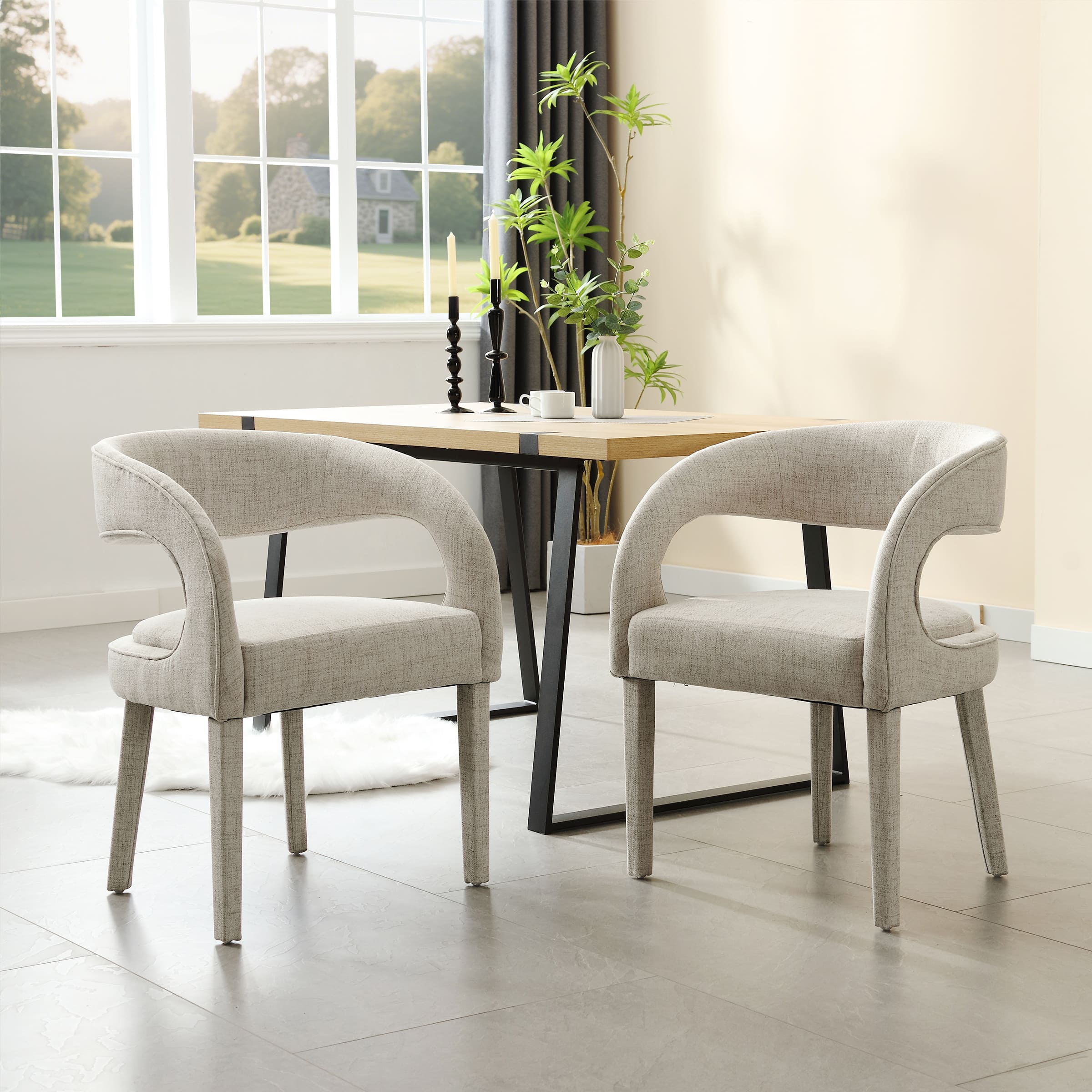 CHICAURA Modern Sloped Arms Chairs Set of 2 - 1944DC