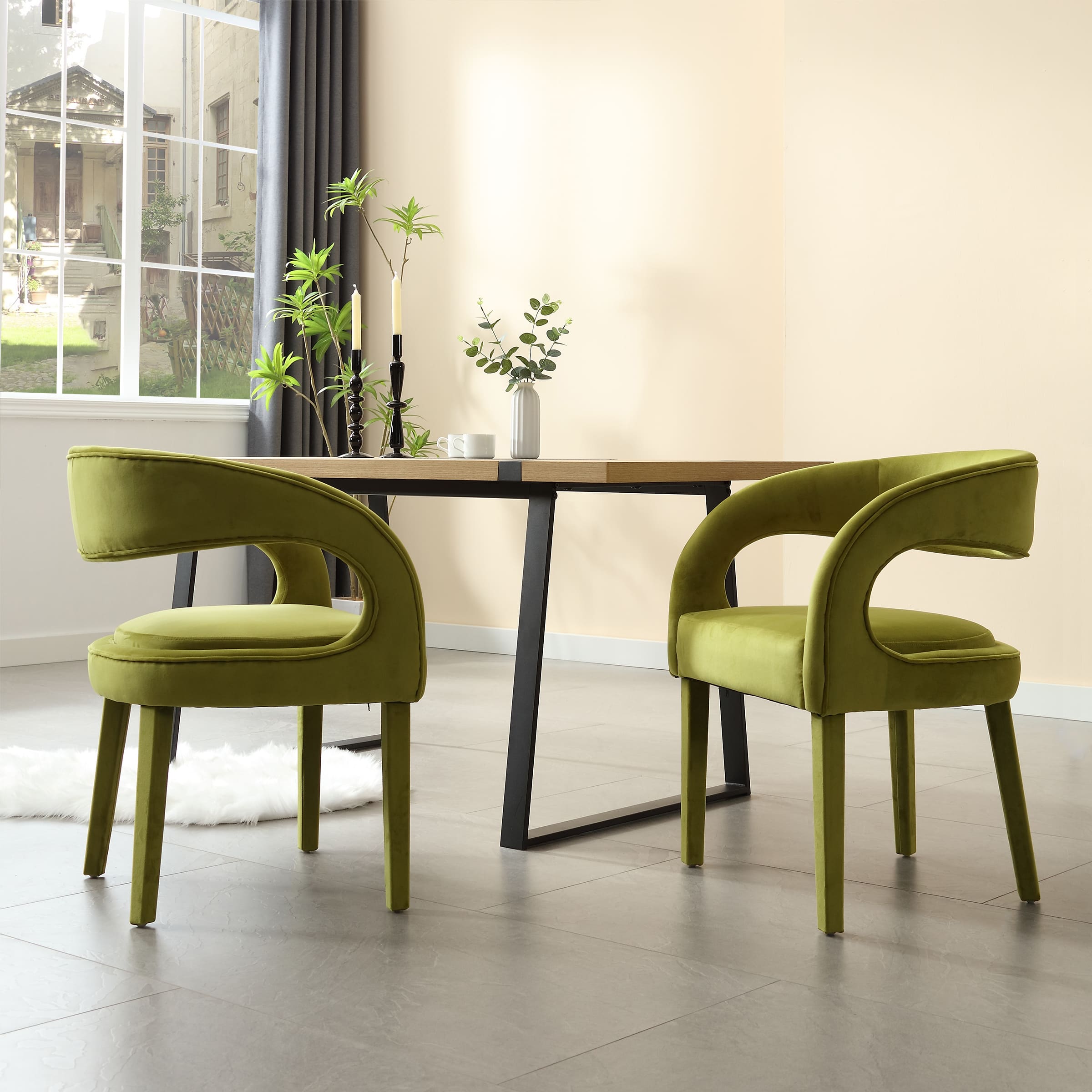 CHICAURA Modern Sloped Arms Chairs Set of 2 - 1944DC