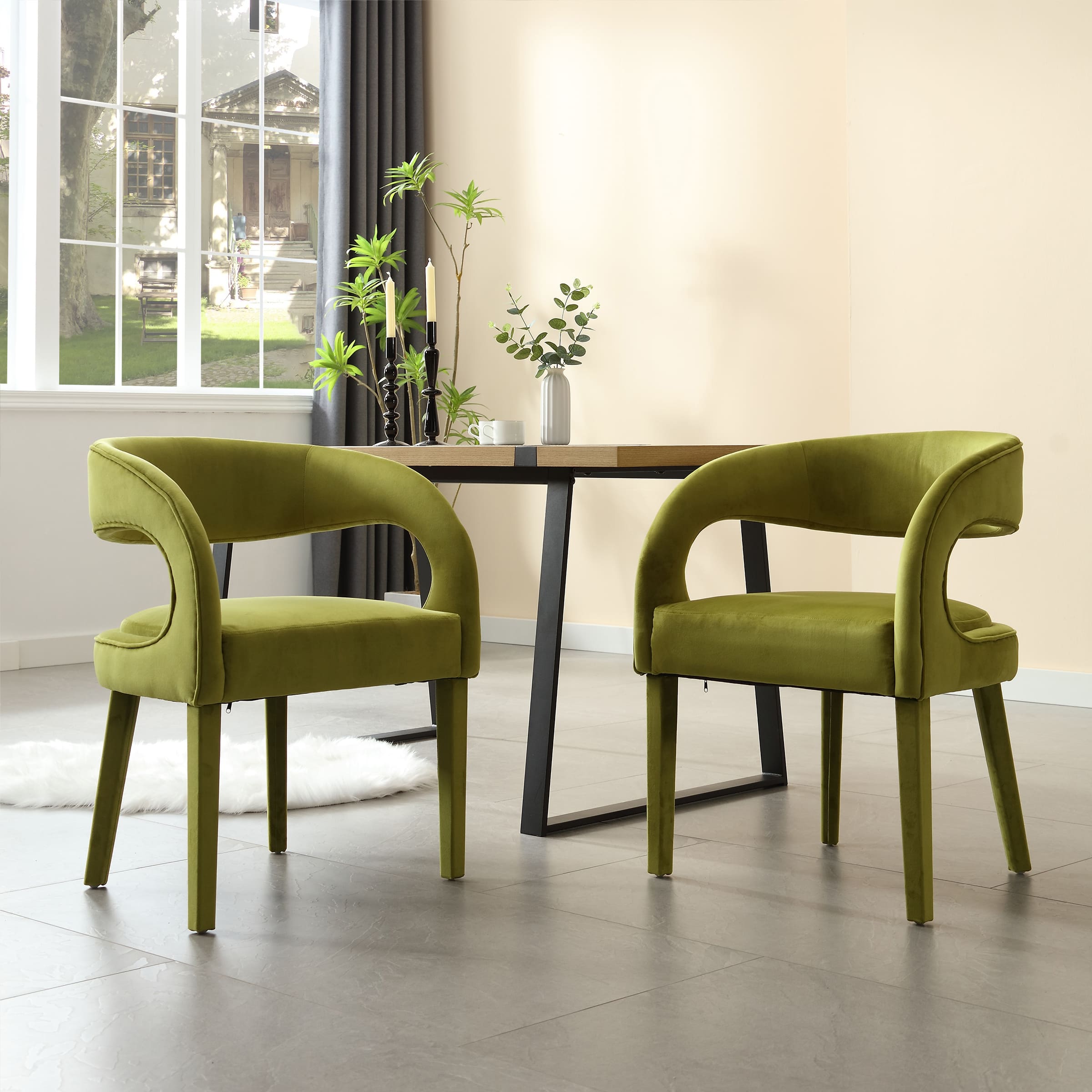 CHICAURA Modern Sloped Arms Chairs Set of 2 - 1944DC