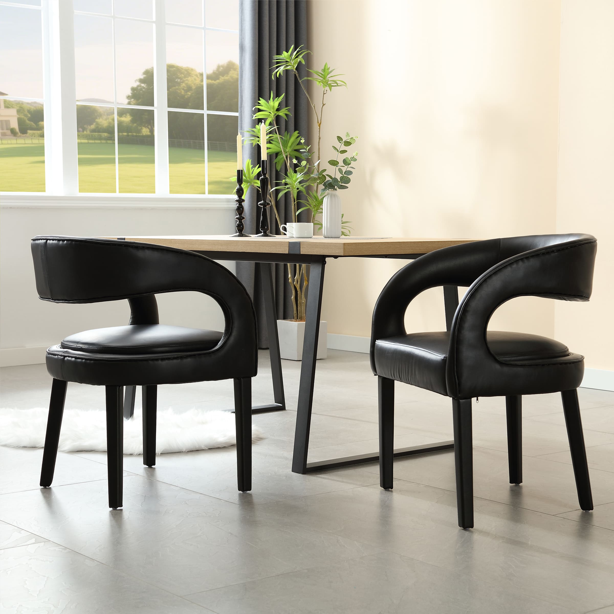 CHICAURA Modern Sloped Arms Chairs Set of 2 - 1944DC