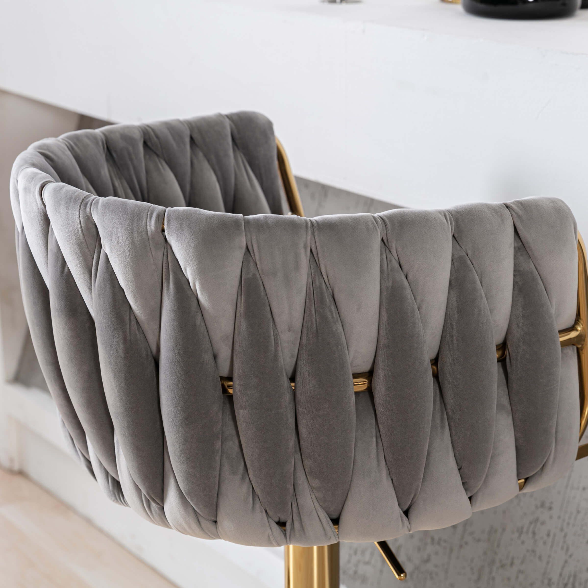 CHICAURA Swivel Gold Base Bar Stools Set of 2 - 6022AB