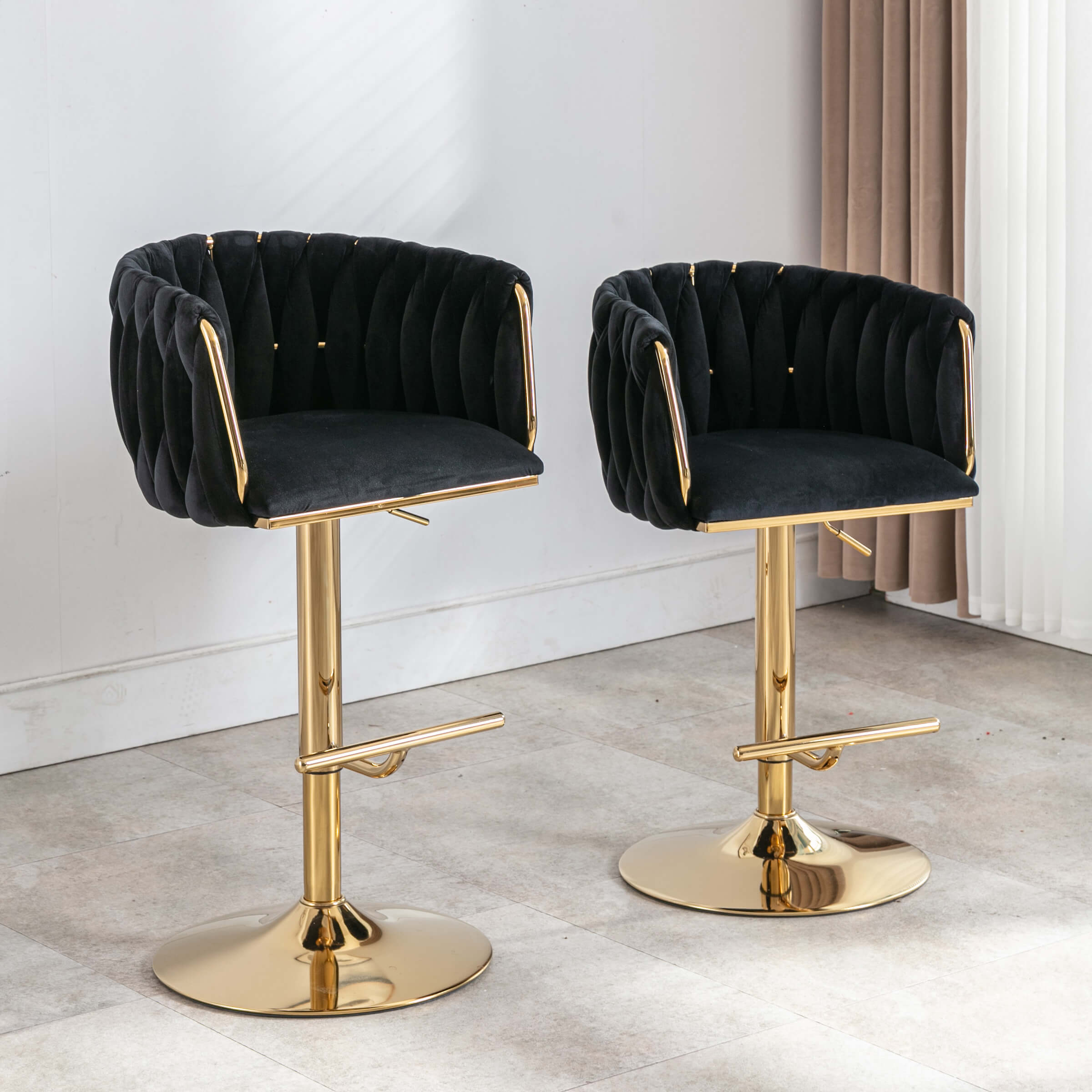CHICAURA Swivel Gold Base Bar Stools Set of 2 - 6022AB