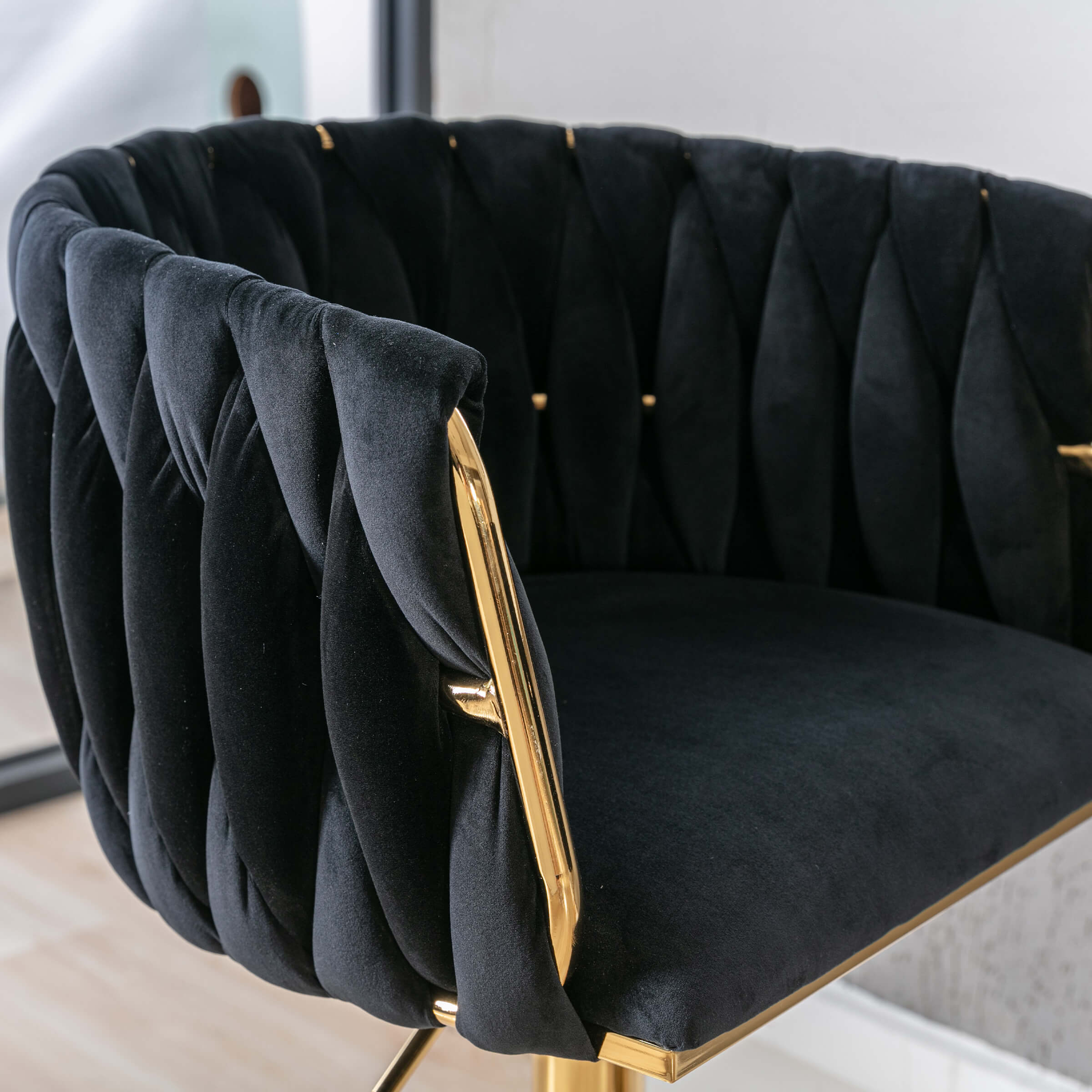 CHICAURA Swivel Gold Base Bar Stools Set of 2 - 6022AB