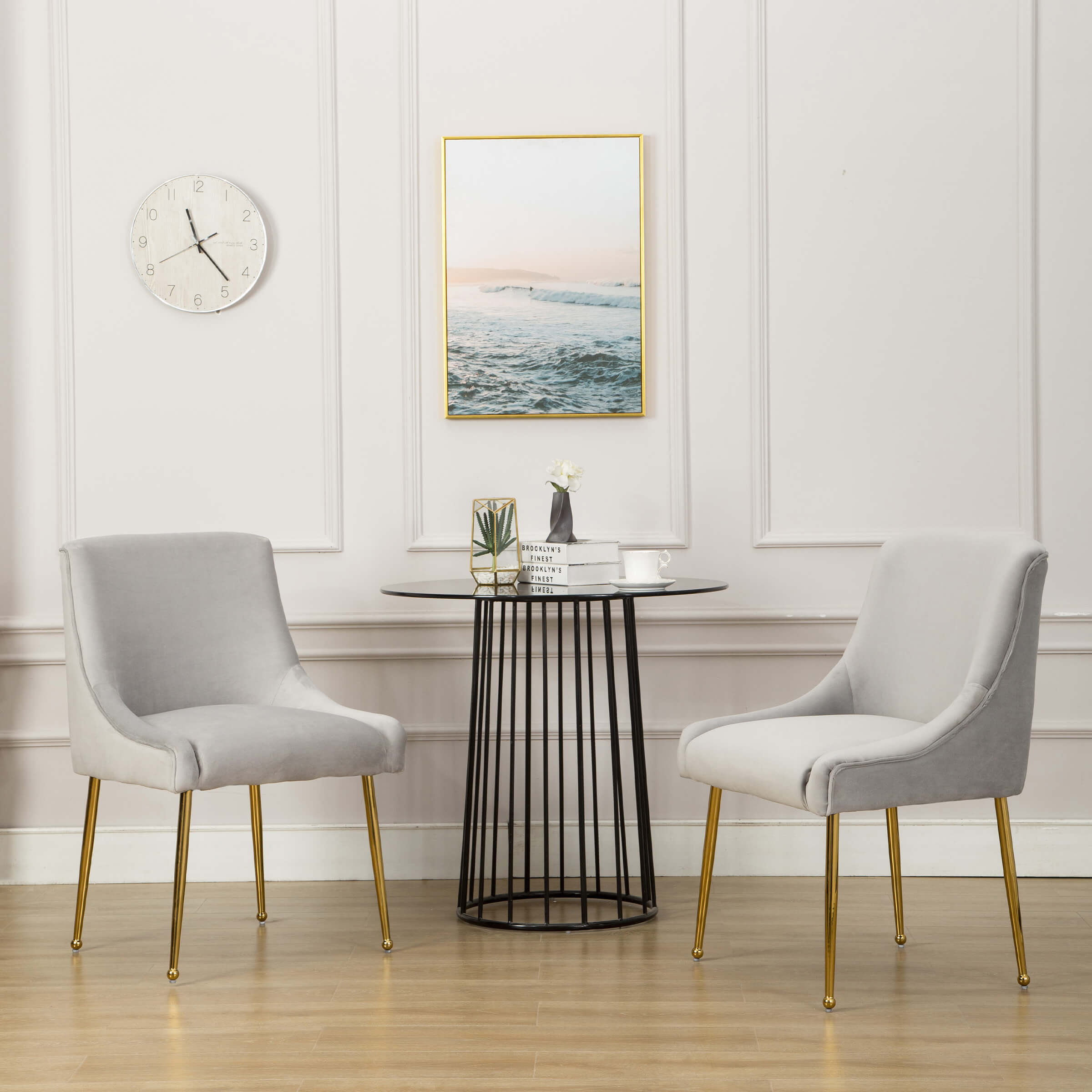 CHICAURA Modern Velvet Upholstered Dining Chairs Set of 2 - 1469DC